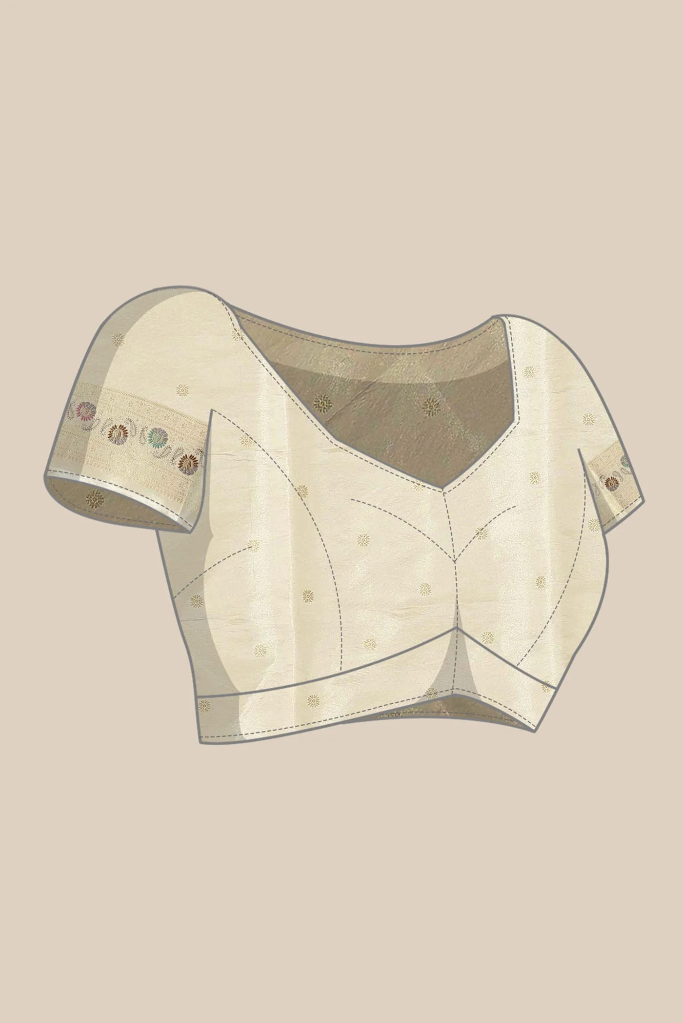 Cream Banarasi Tissue Silk Saree - Image 8