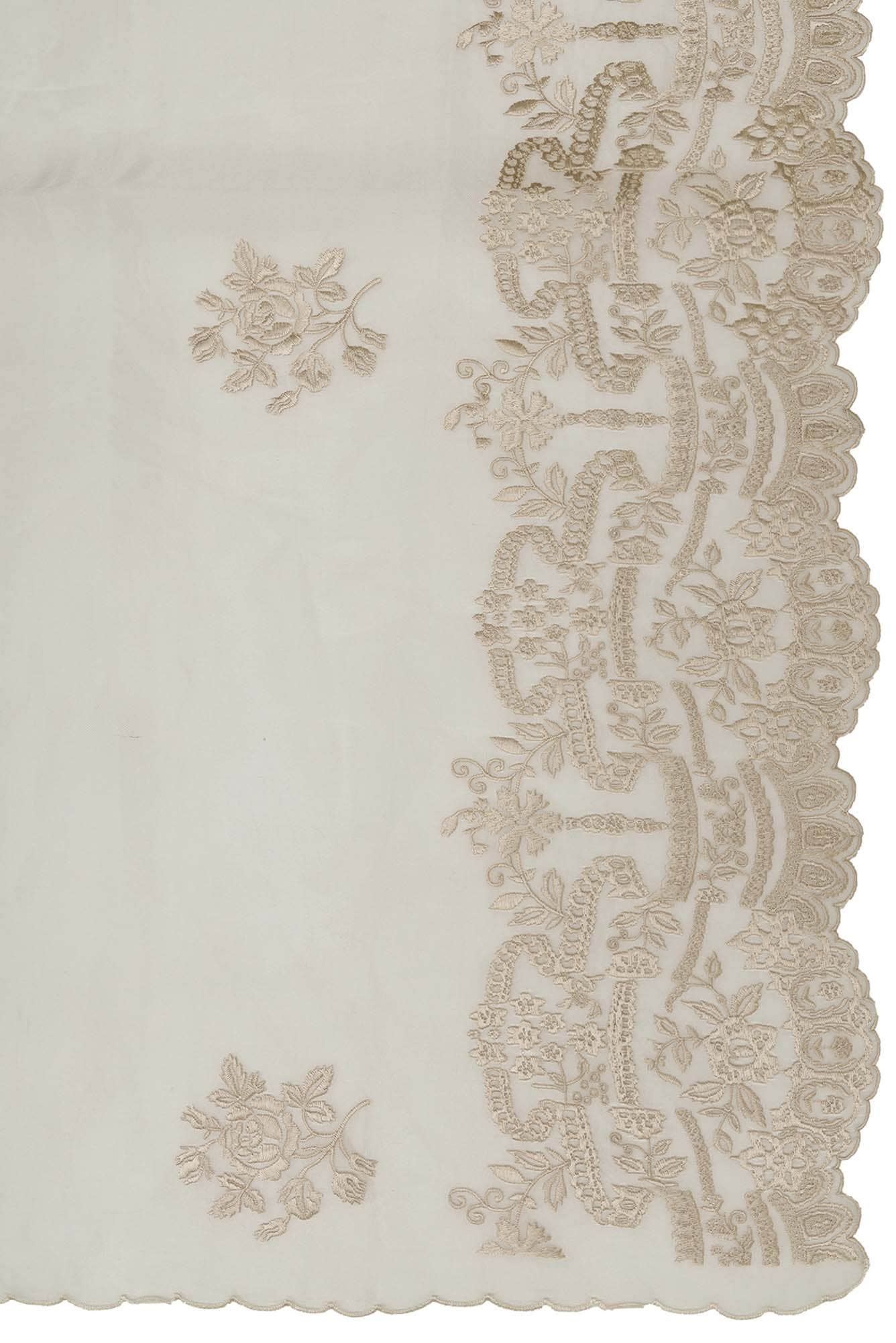 Romance of the Roses Cream floral design saree from Embroidered Romance Collection by Nalli - Image 4