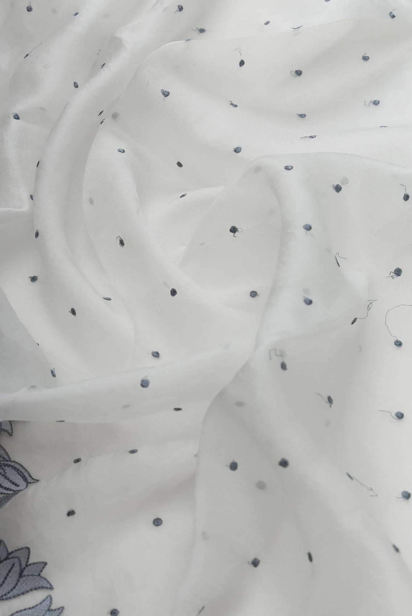 Piety of a Lili White floral design saree from Embroidered Romance Collection by Nalli - Image 6