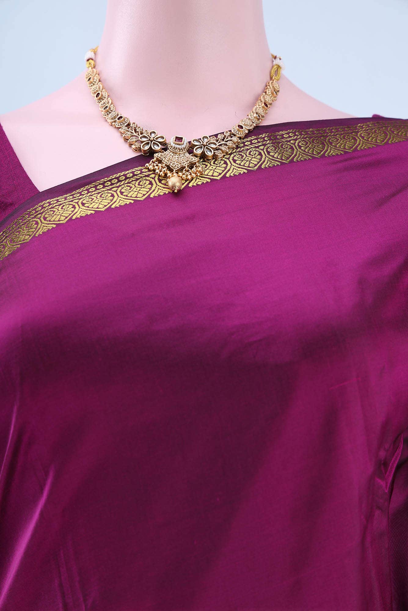 Dark Pink Blended Bangalore Silk Saree - Image 3