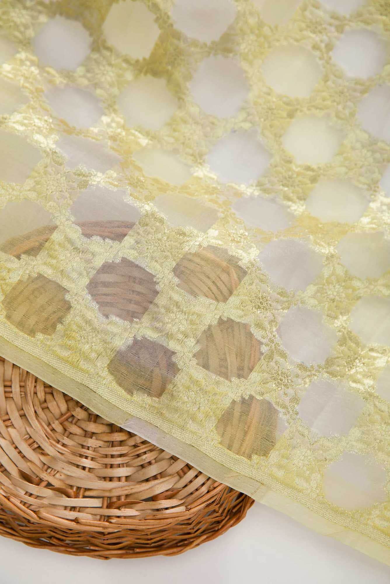 Green and Lavender Organza Silk Dress Material - Image 3