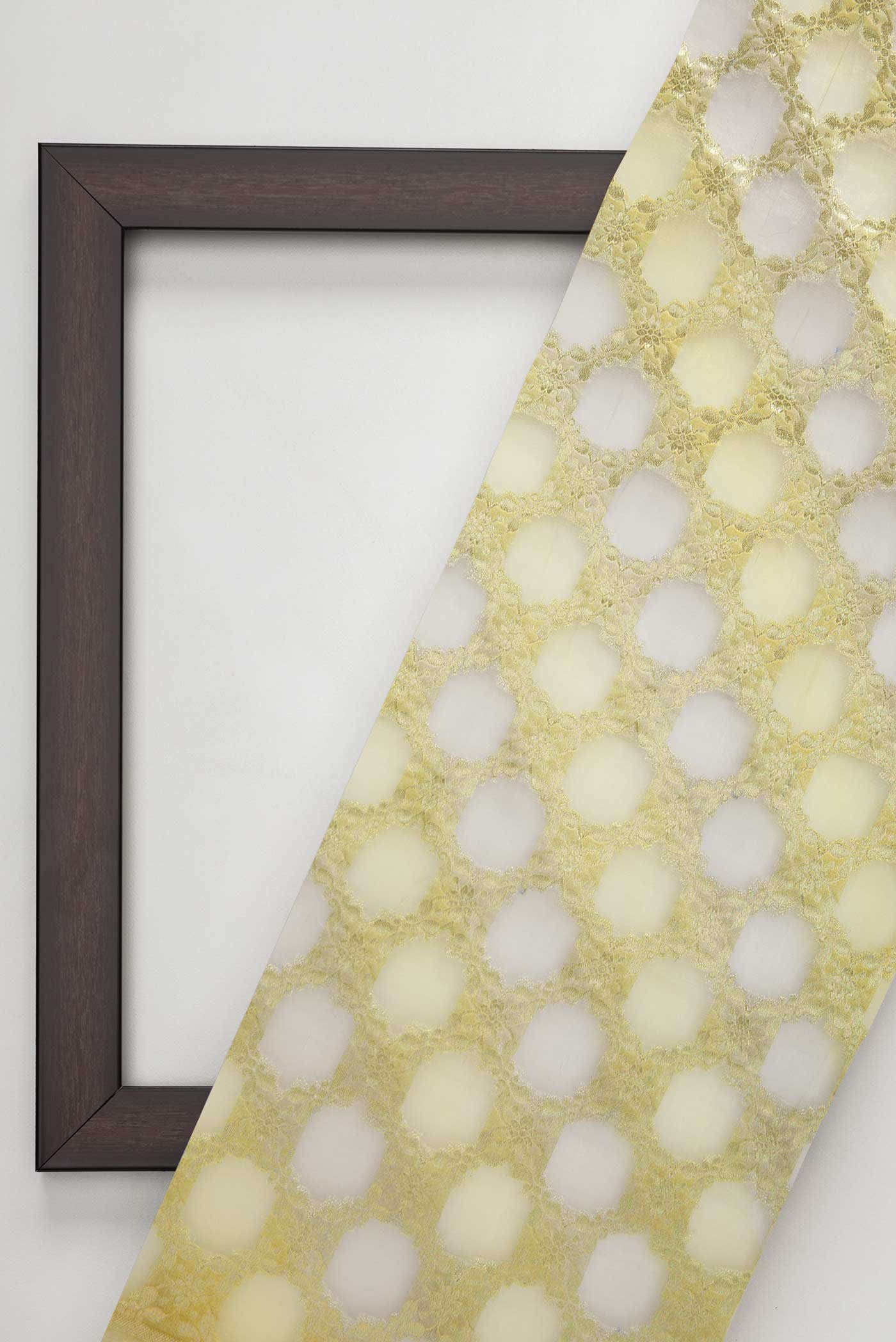 Green and Lavender Organza Silk Dress Material - Image 4