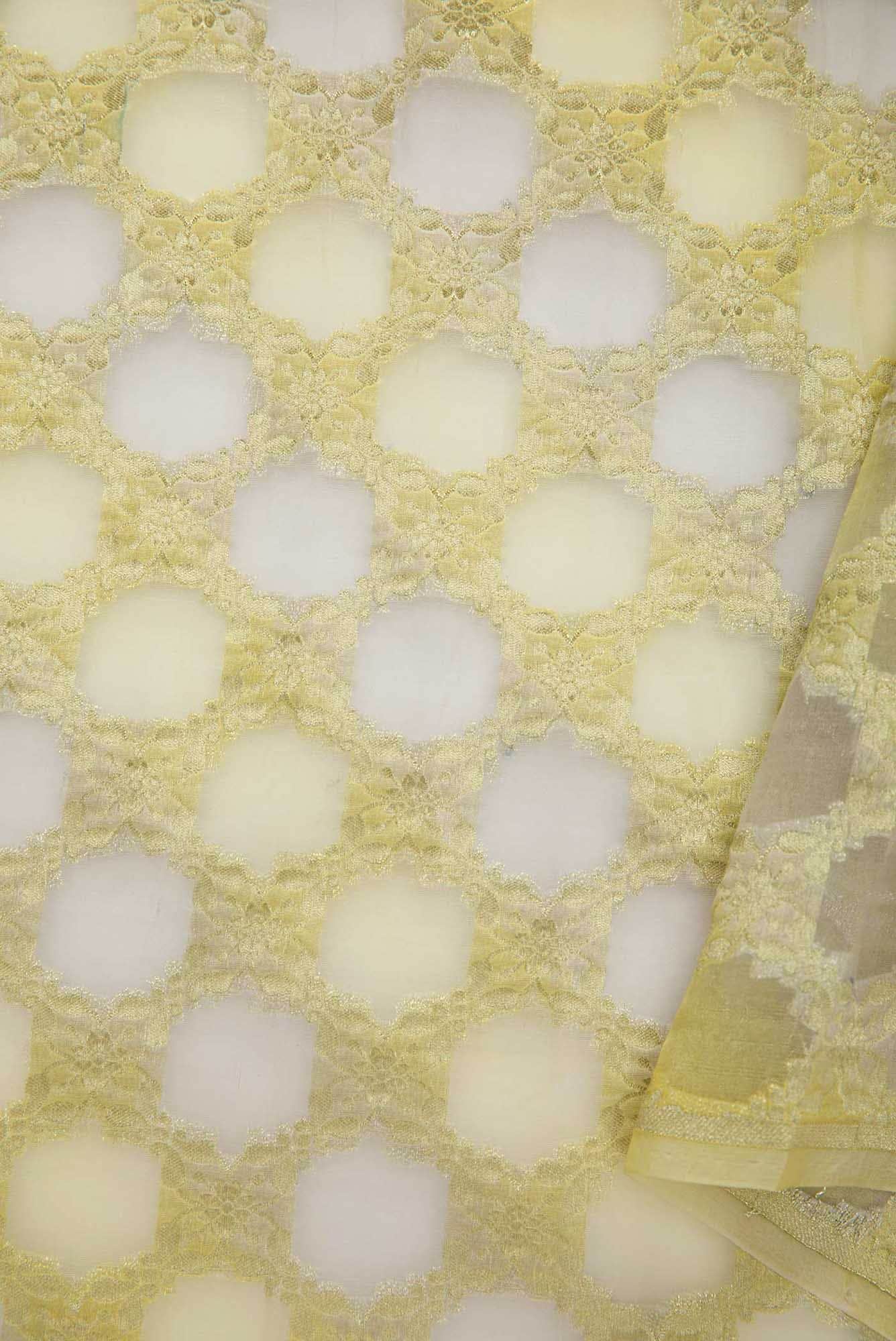 Green and Lavender Organza Silk Dress Material - Image 6