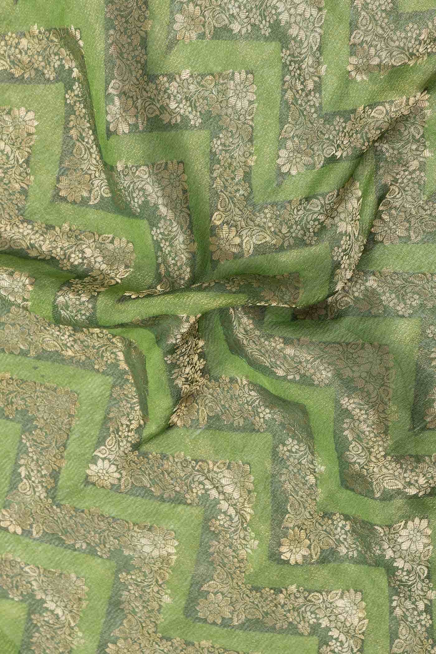 Green Dual Tone Banarasi Georgette Saree - Image 3