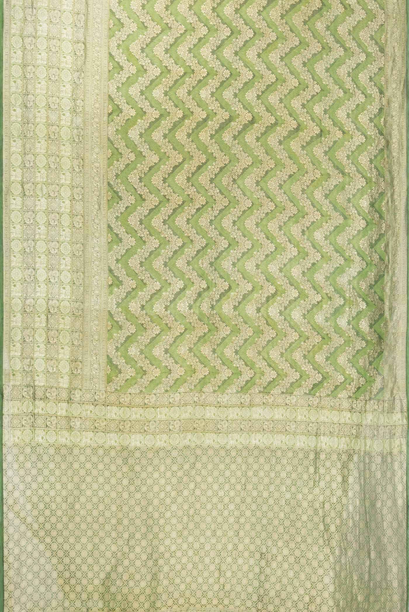 Green Dual Tone Banarasi Georgette Saree - Image 4