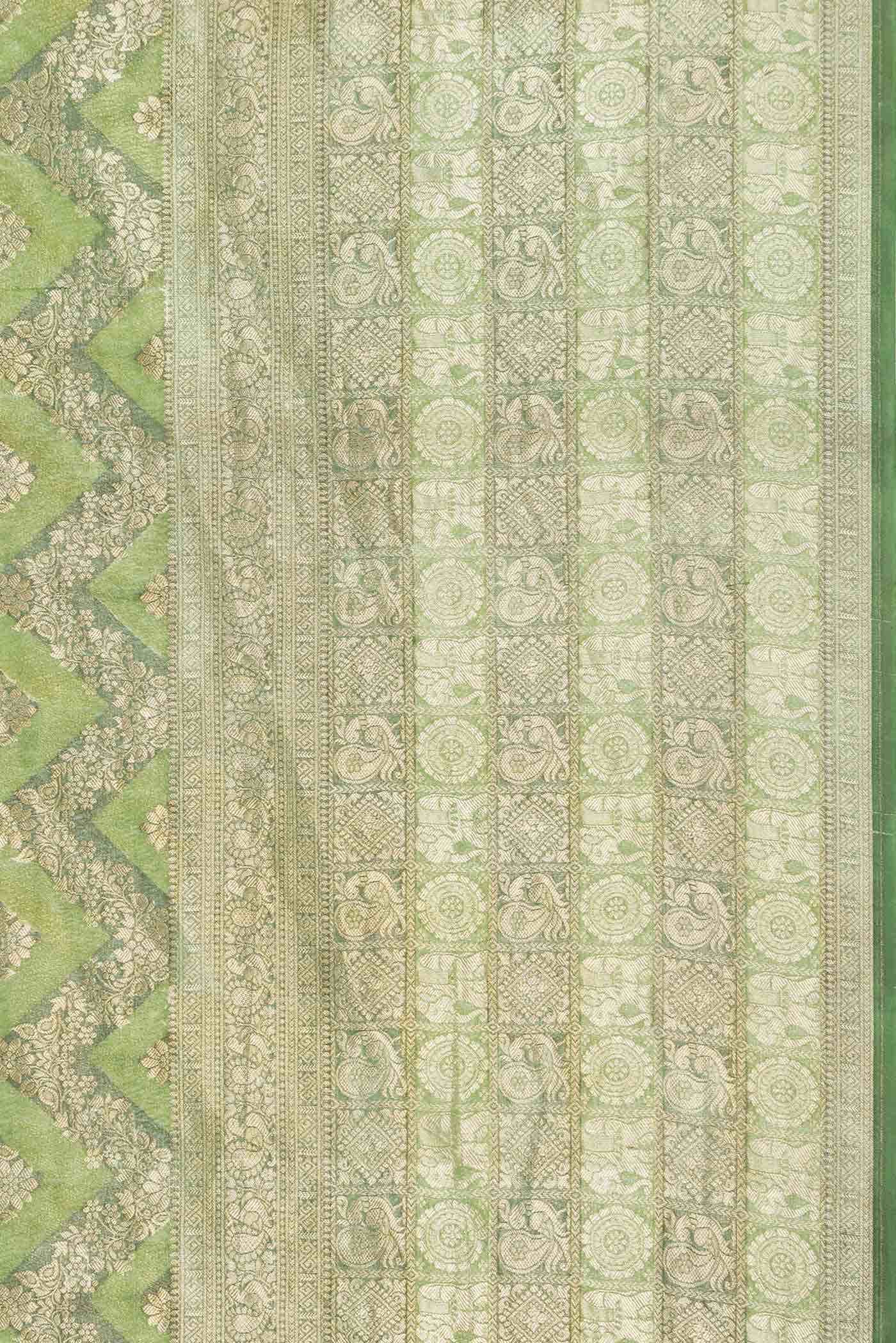 Green Dual Tone Banarasi Georgette Saree - Image 5