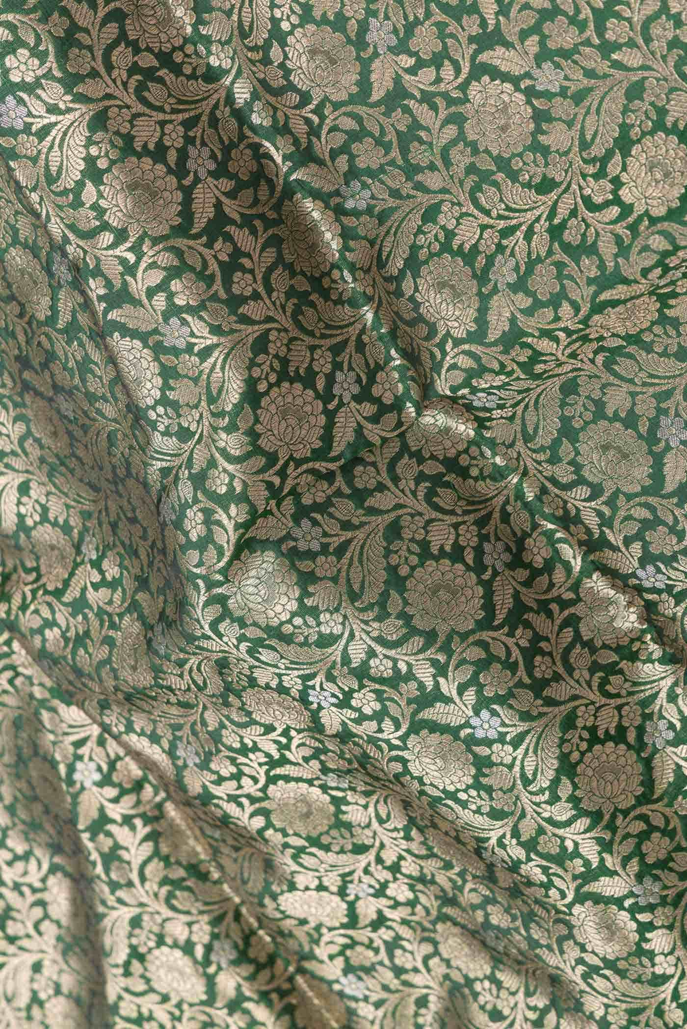 Green Dual Tone Banarasi Silk Saree - Image 3