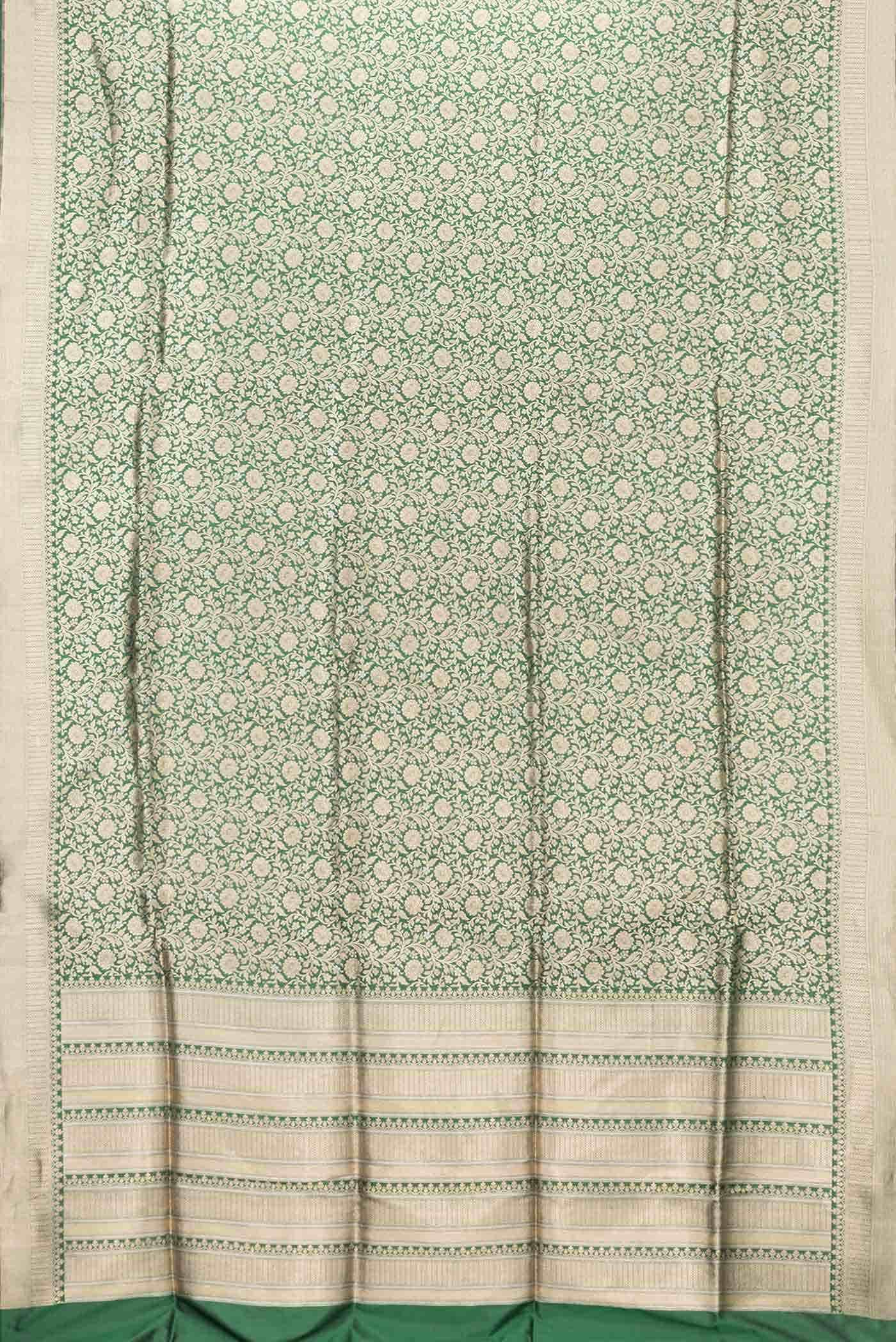 Green Dual Tone Banarasi Silk Saree - Image 4