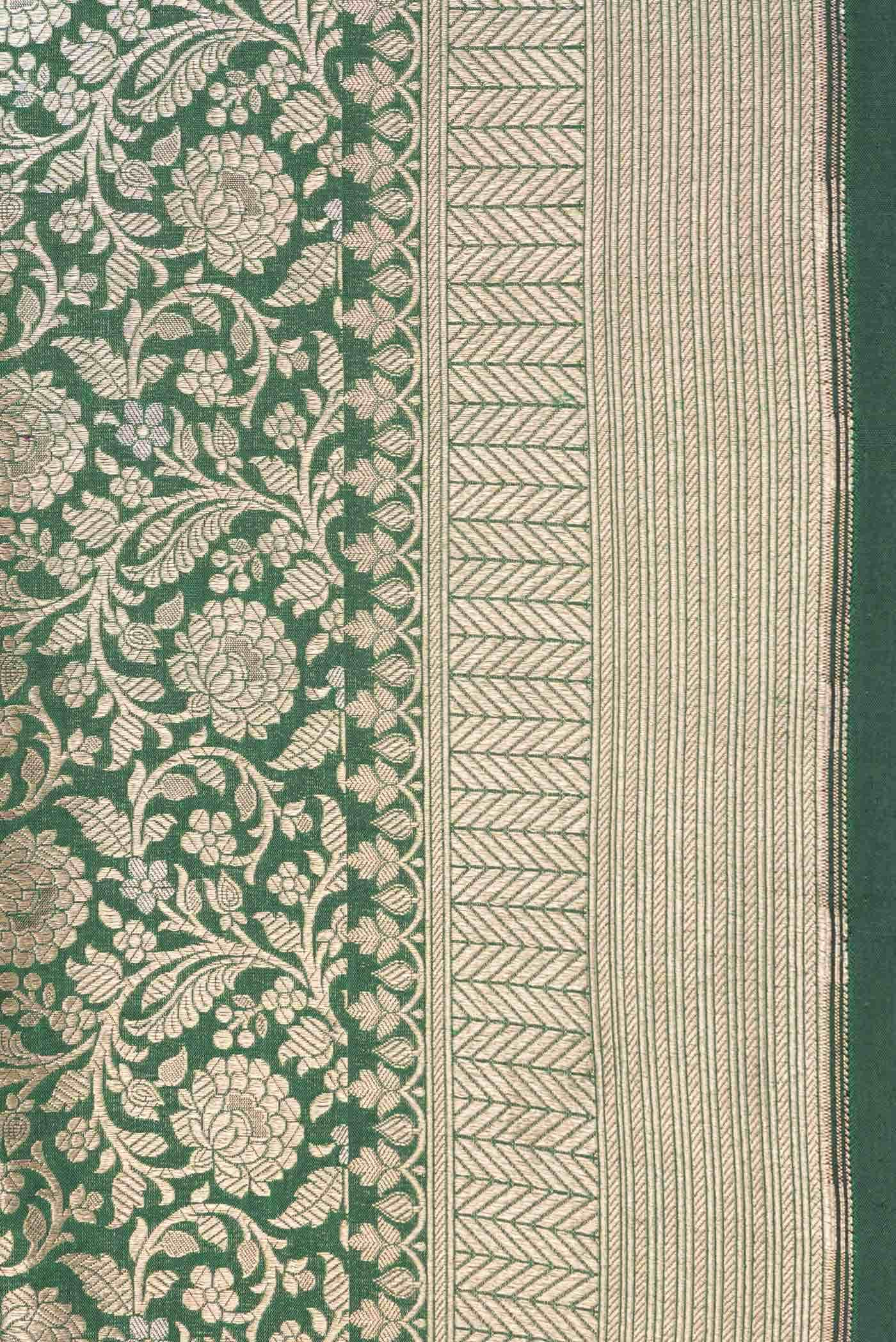 Green Dual Tone Banarasi Silk Saree - Image 5