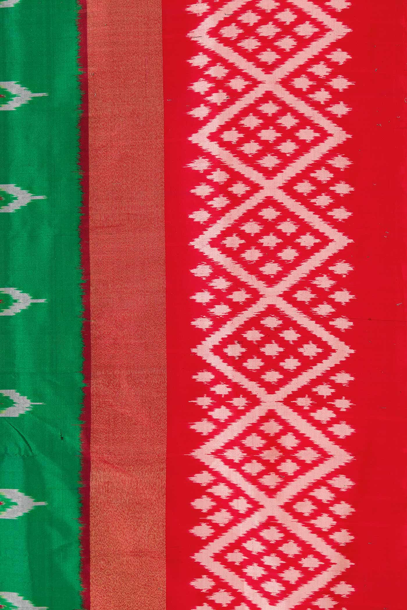 Green Dual Tone Double Ikat Saree - Image 3