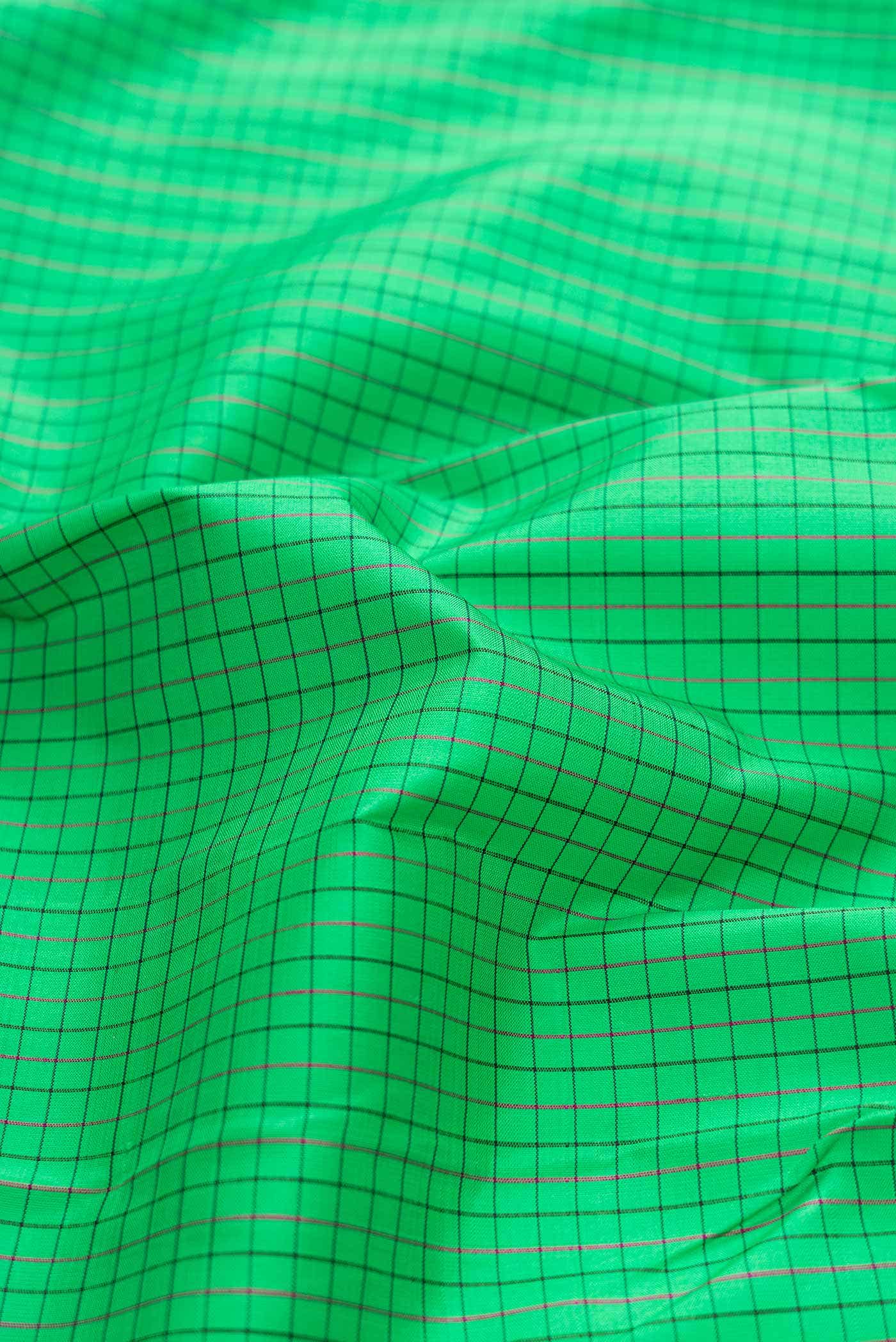 Pure Silk Pure Zari Green Dual Tone Kanchipuram Saree - Image 3