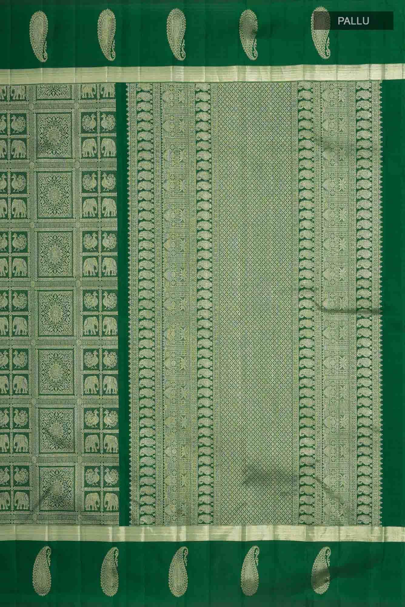 Green Kanchipuram Silk Saree - Image 5