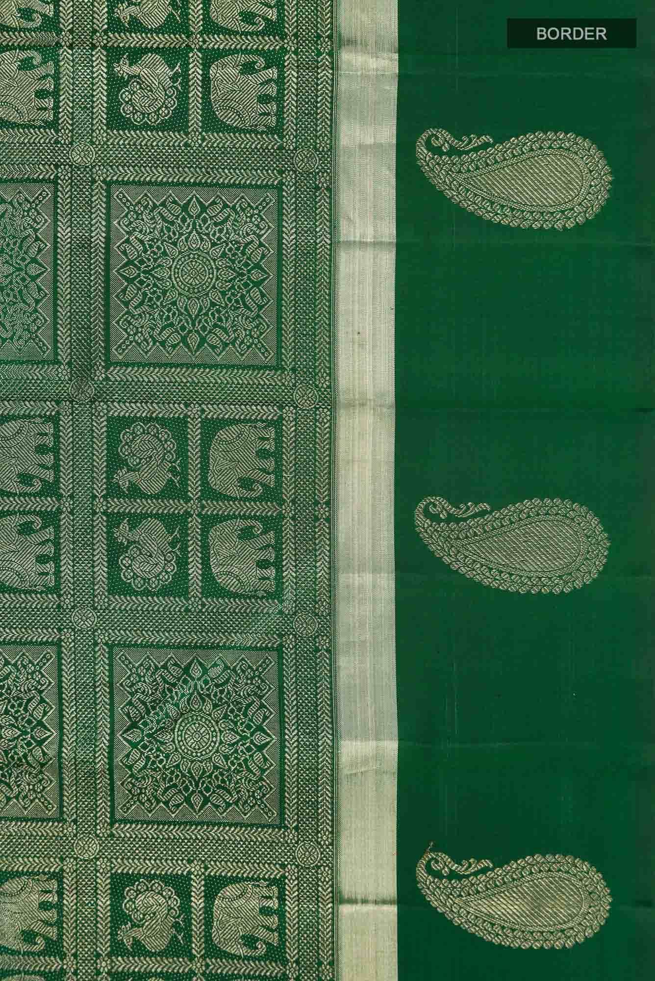 Green Kanchipuram Silk Saree - Image 6