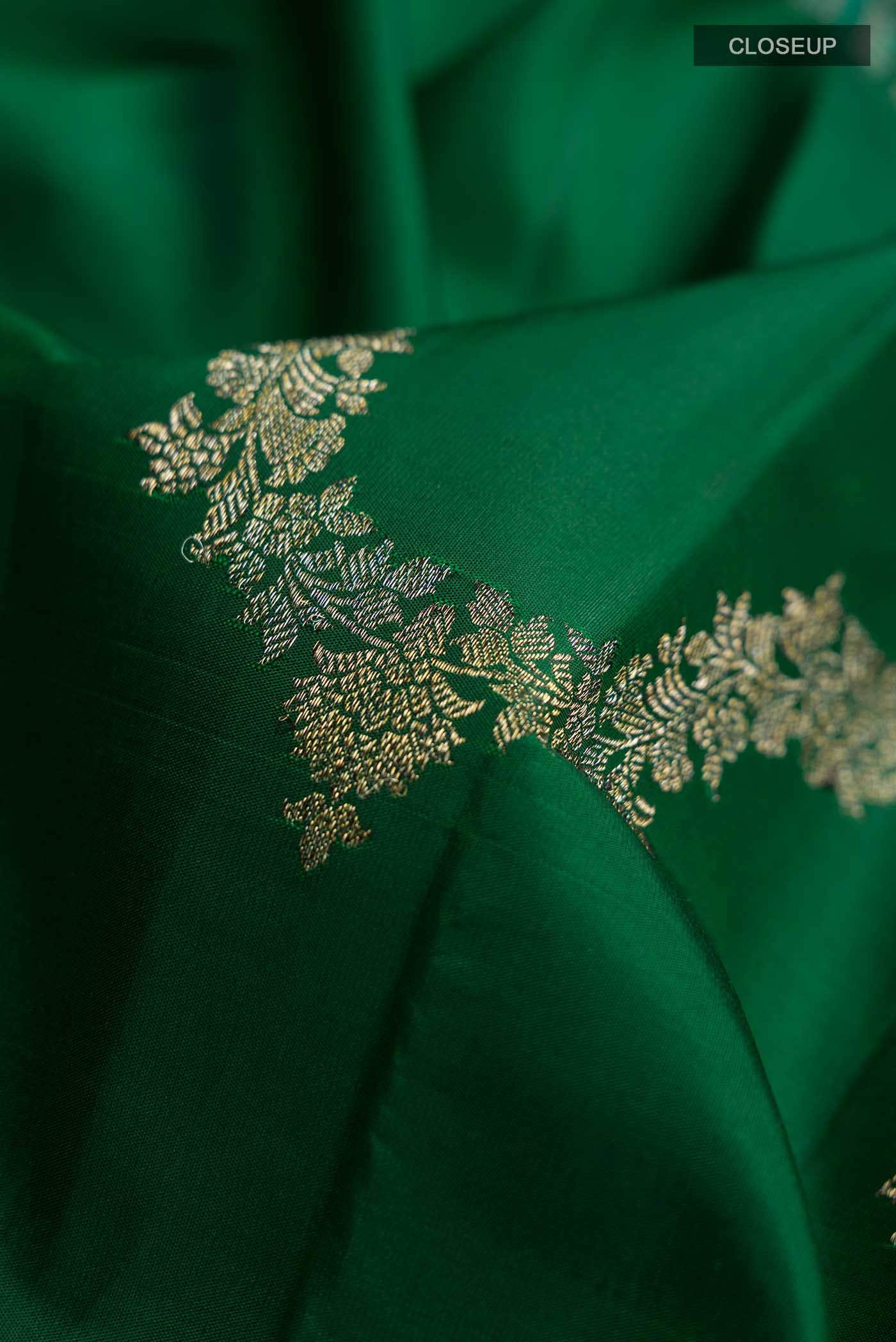 Green Kanchipuram Silk Saree - Image 3