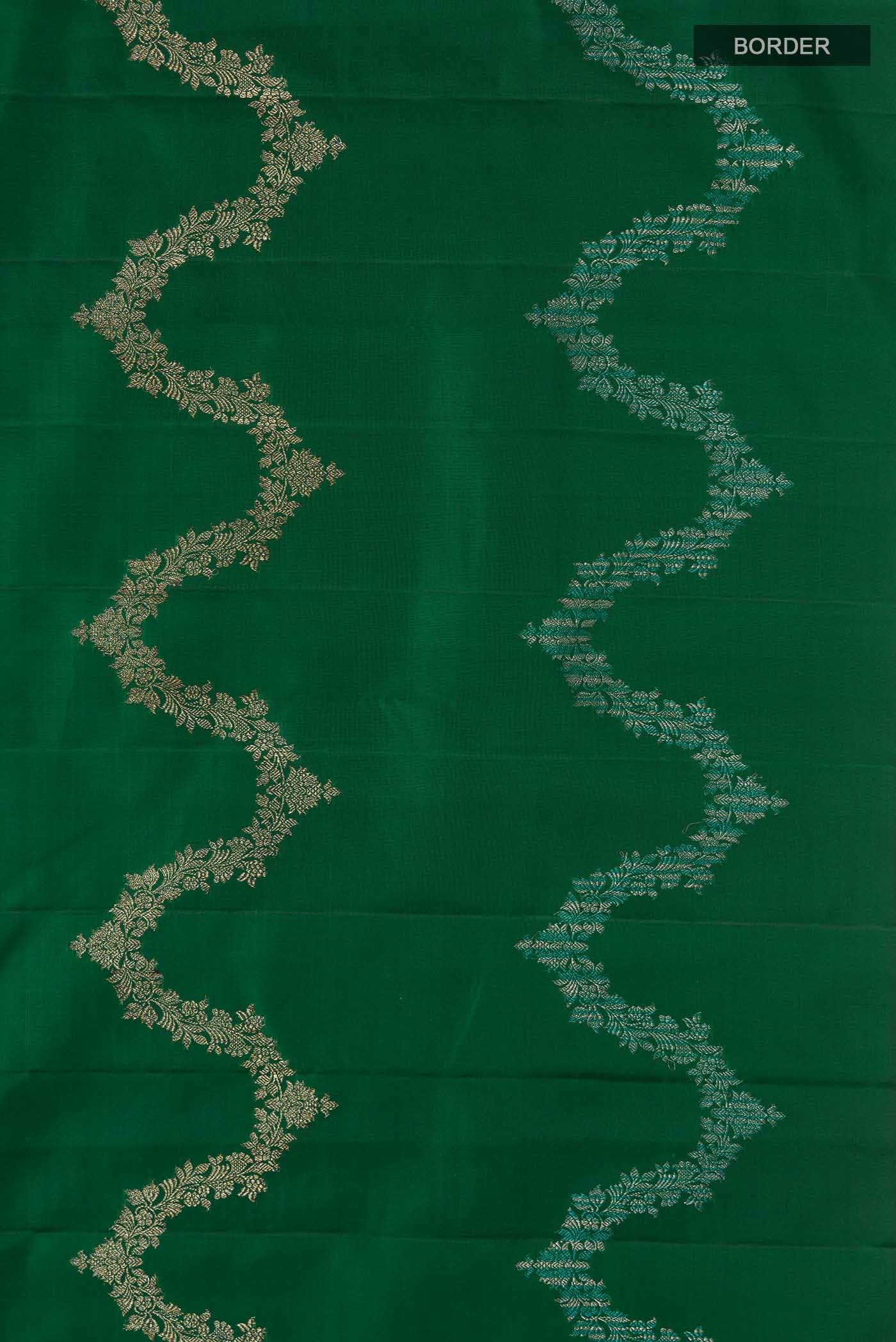 Green Kanchipuram Silk Saree - Image 6