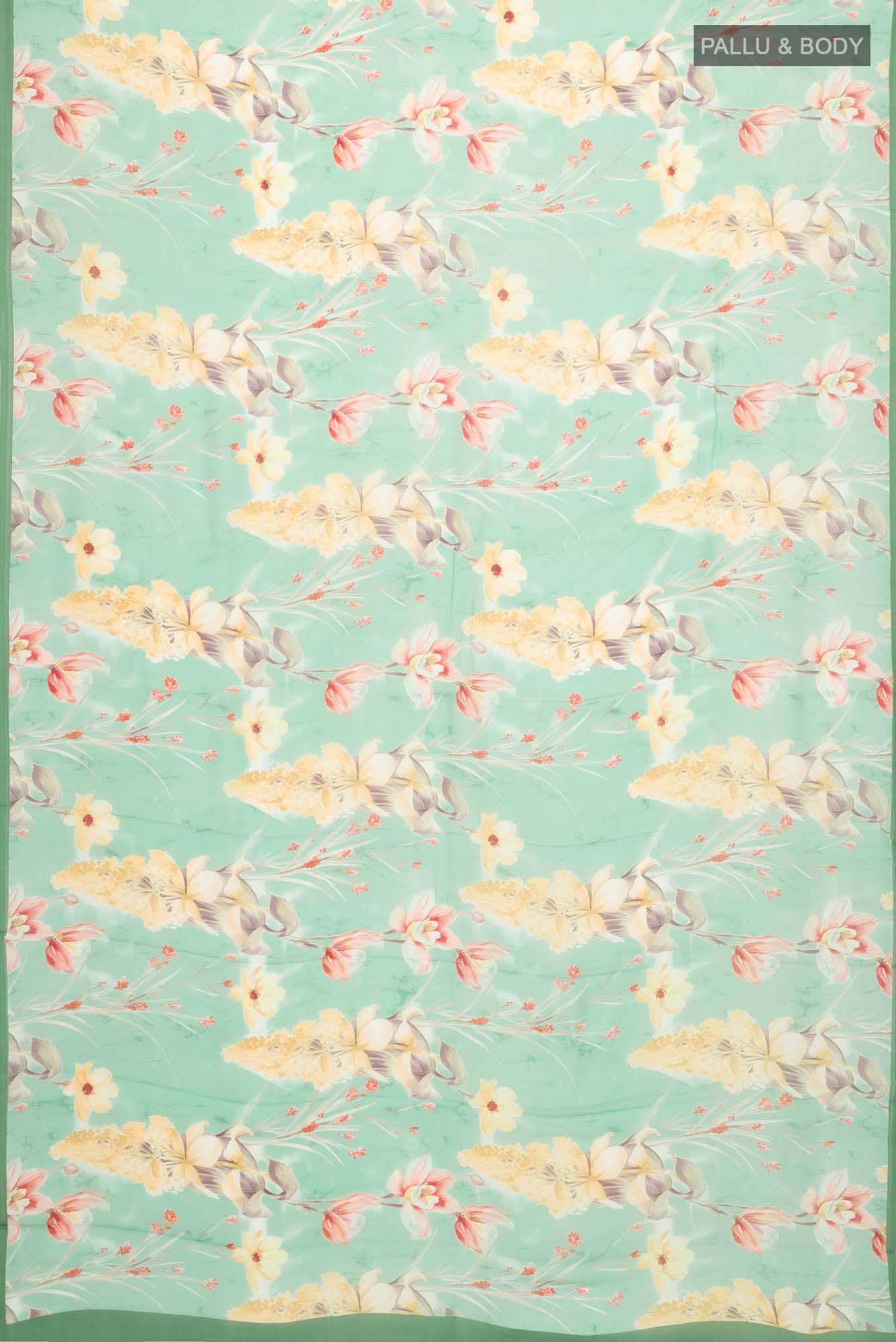 Green Mysore Chiffon Saree - Image 3