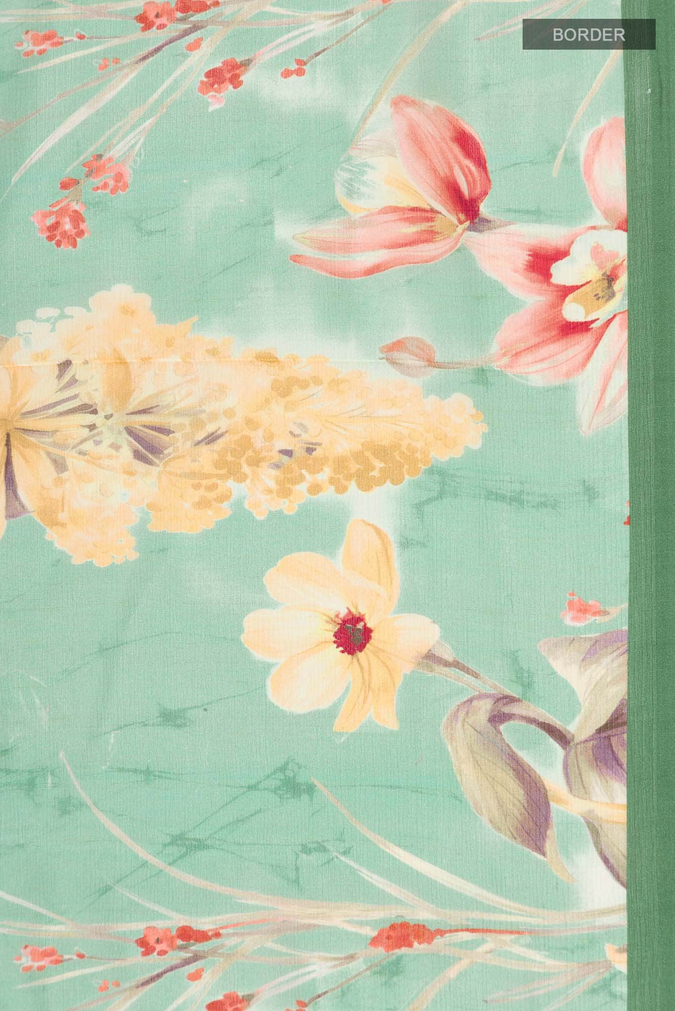 Green Mysore Chiffon Saree - Image 4