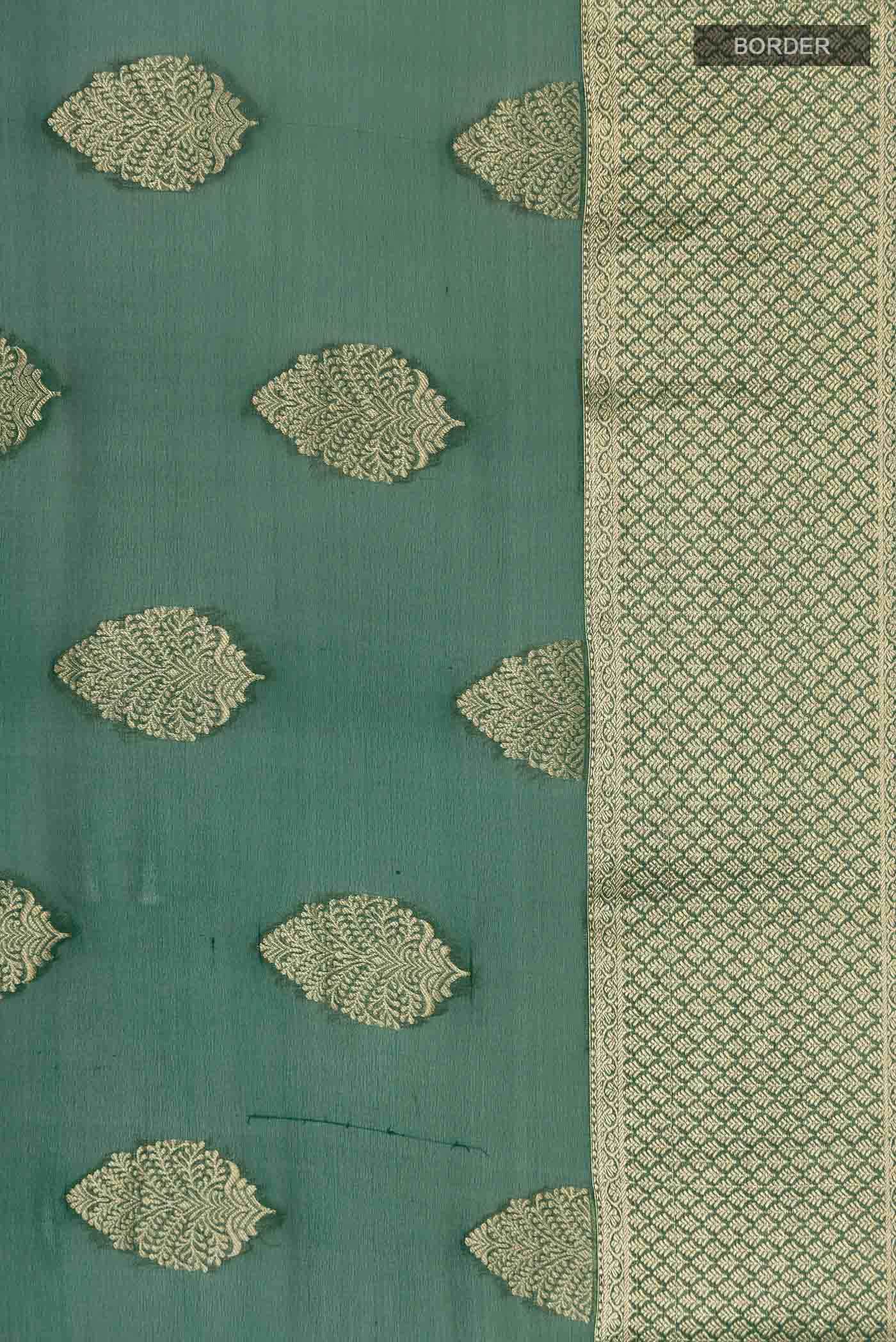Green Mysore Georgette Saree - Image 4