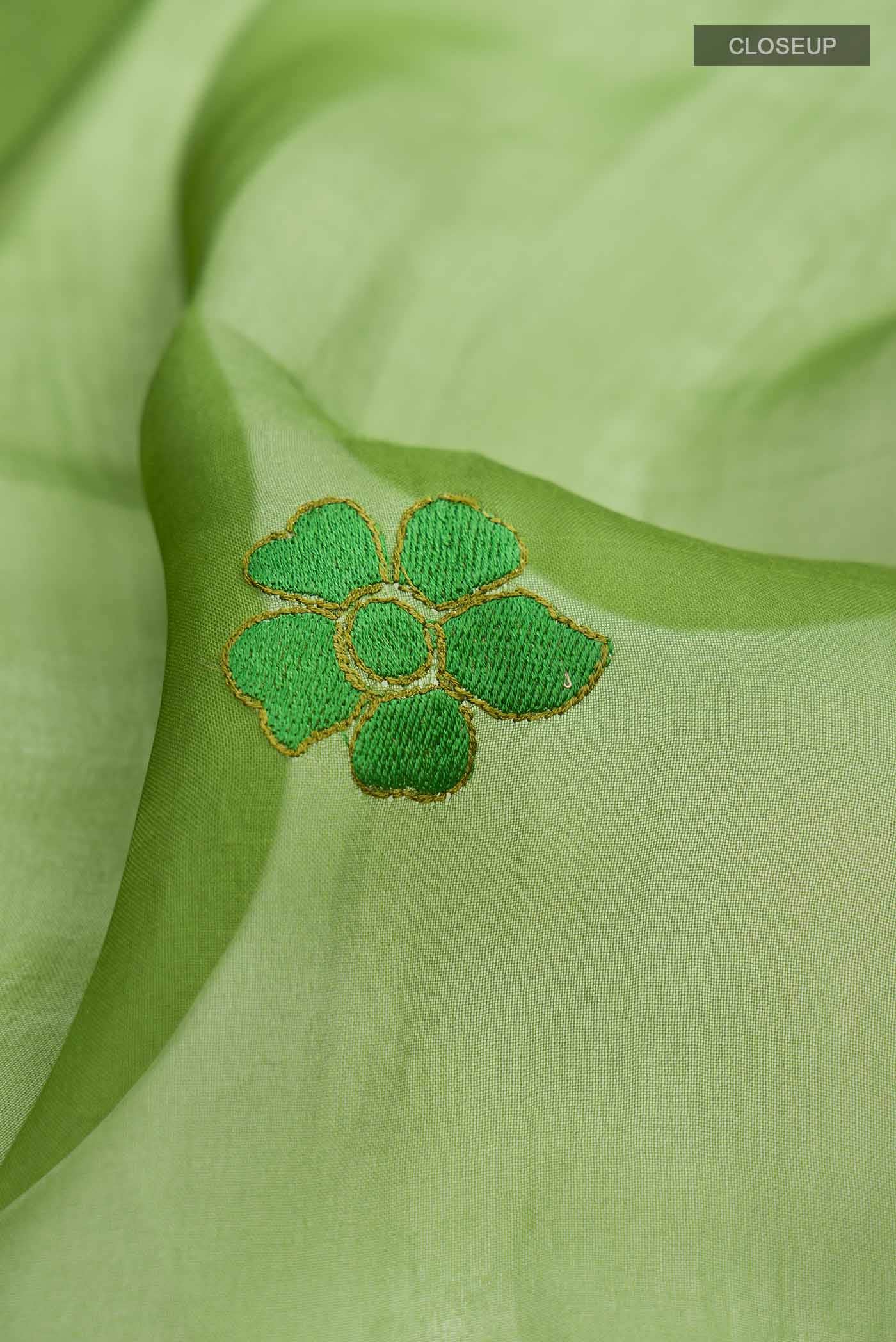 Green Organza Silk Saree - Image 3