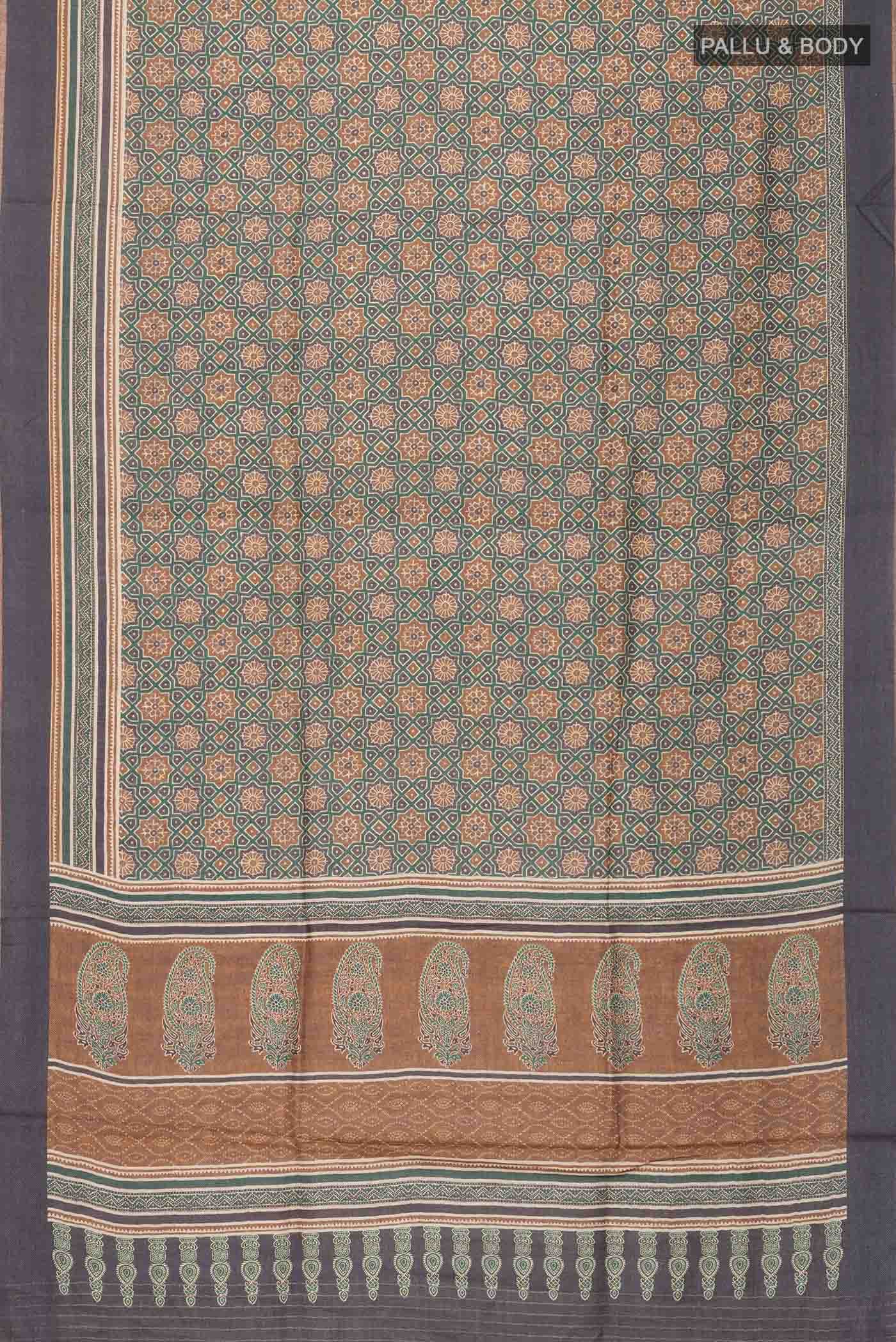 Green Pashmina Silk Saree - Image 3