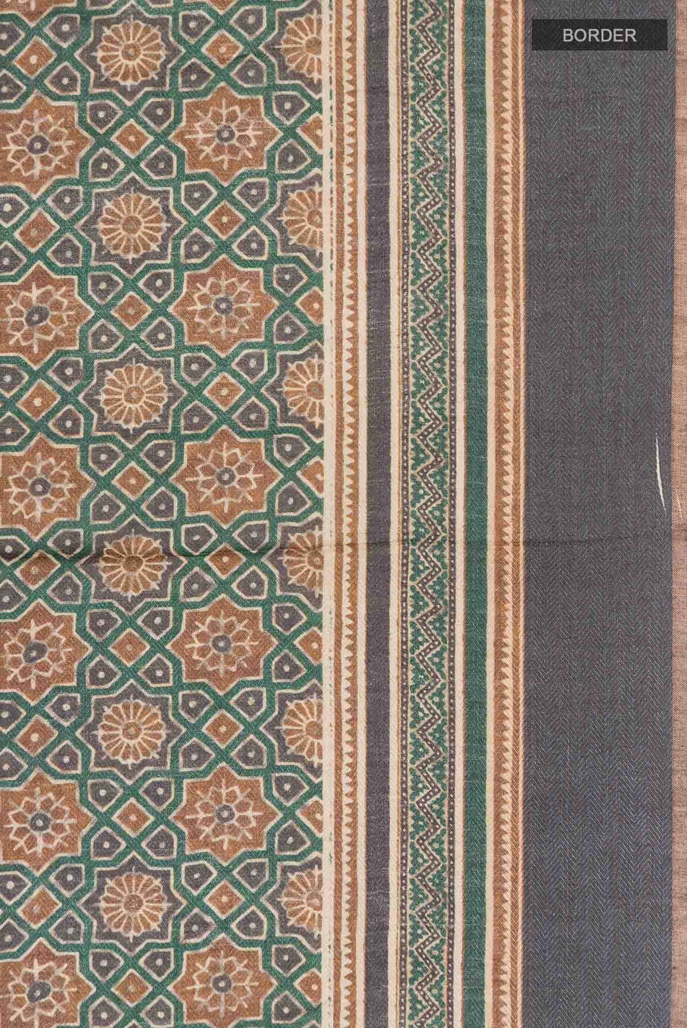 Green Pashmina Silk Saree - Image 4