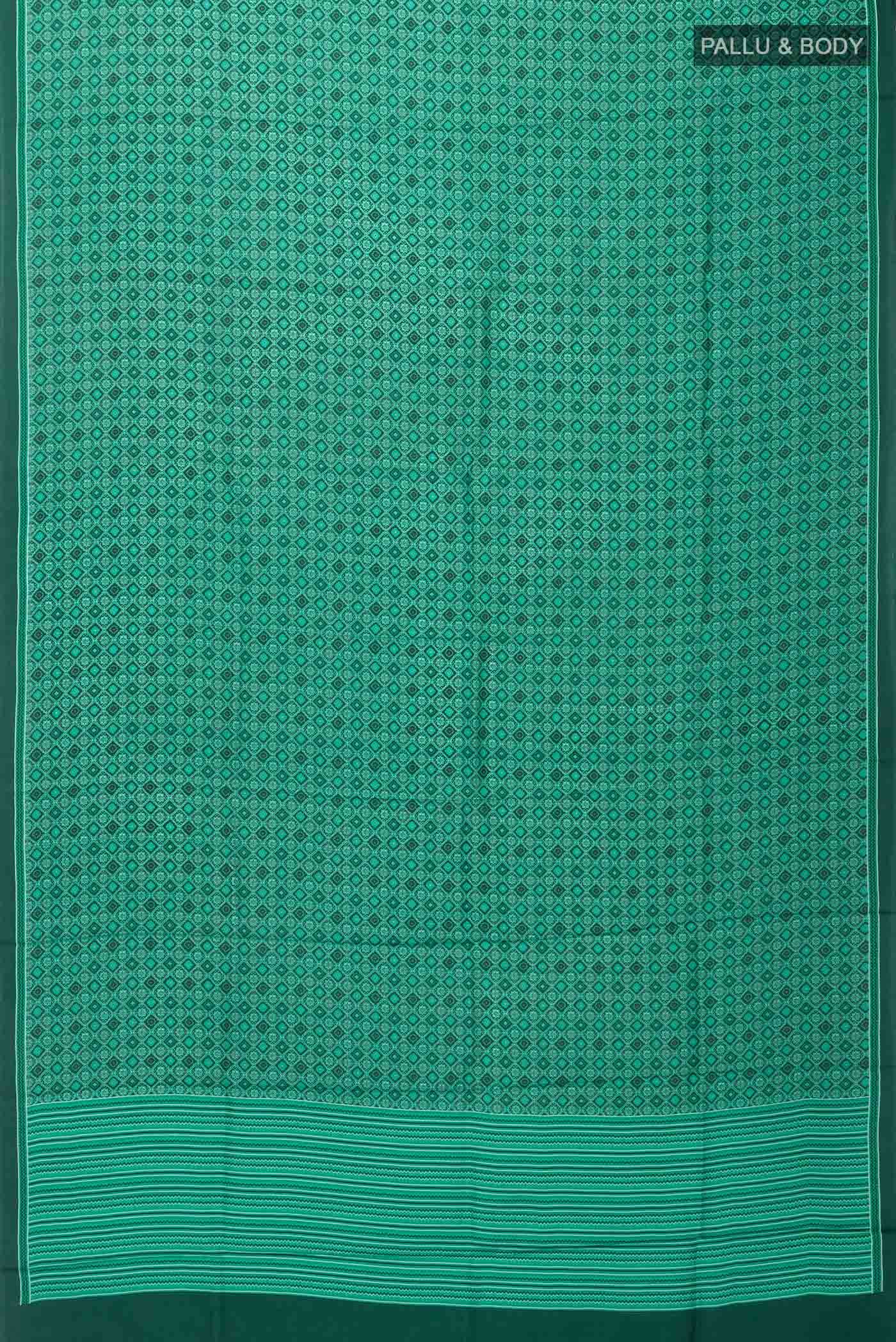 Green Printed Silk Saree - Image 3