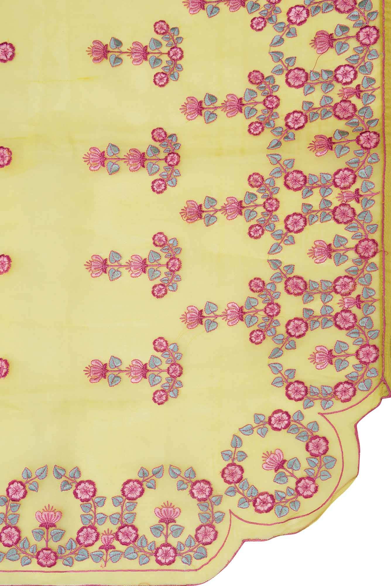 Ethereal Love Lemon Yellow floral design saree from Embroidered Romance Collection by Nalli - Image 5