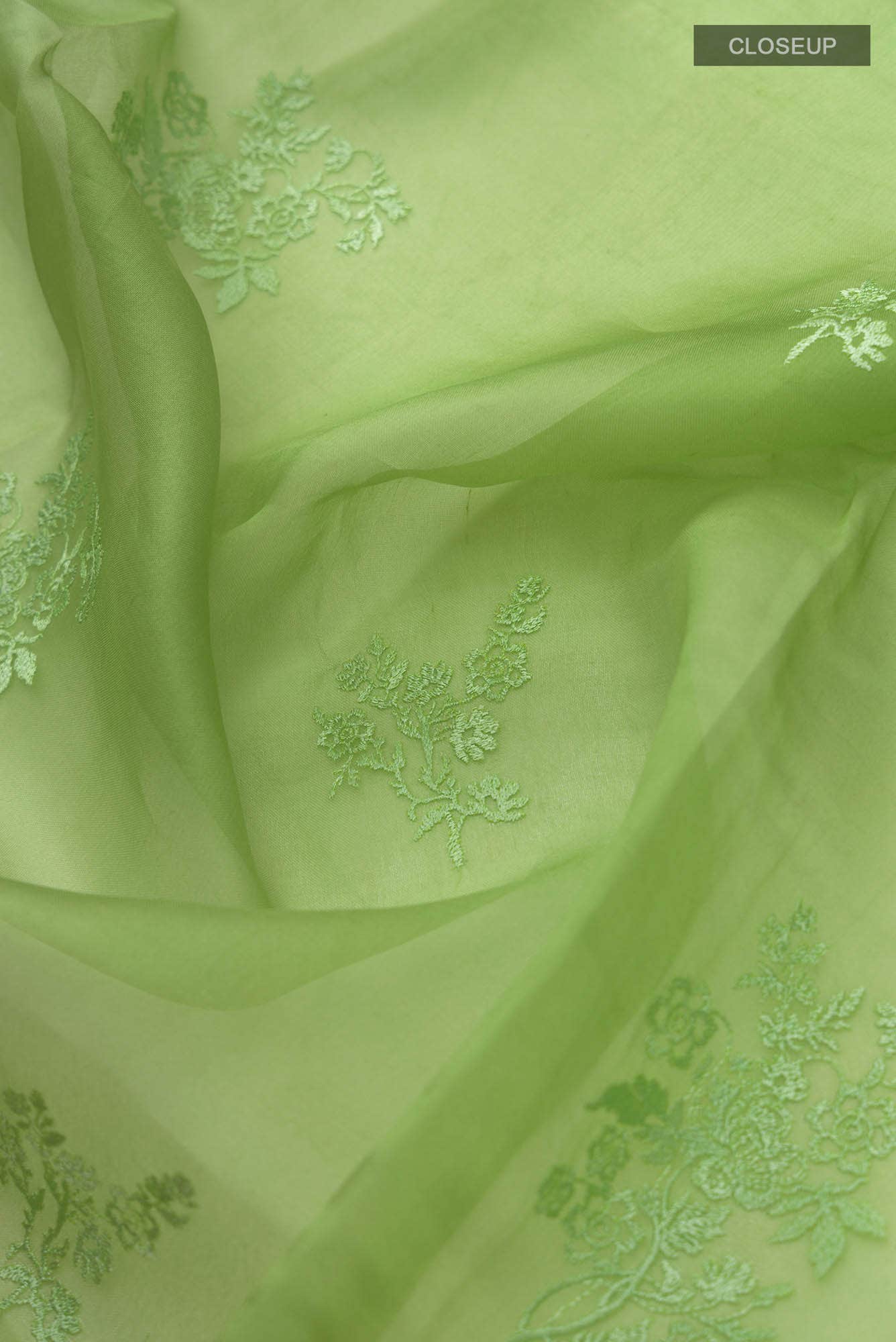 Peonia-Green Floral Design Saree from Embroidered Romance Collection By Nalli - Image 3