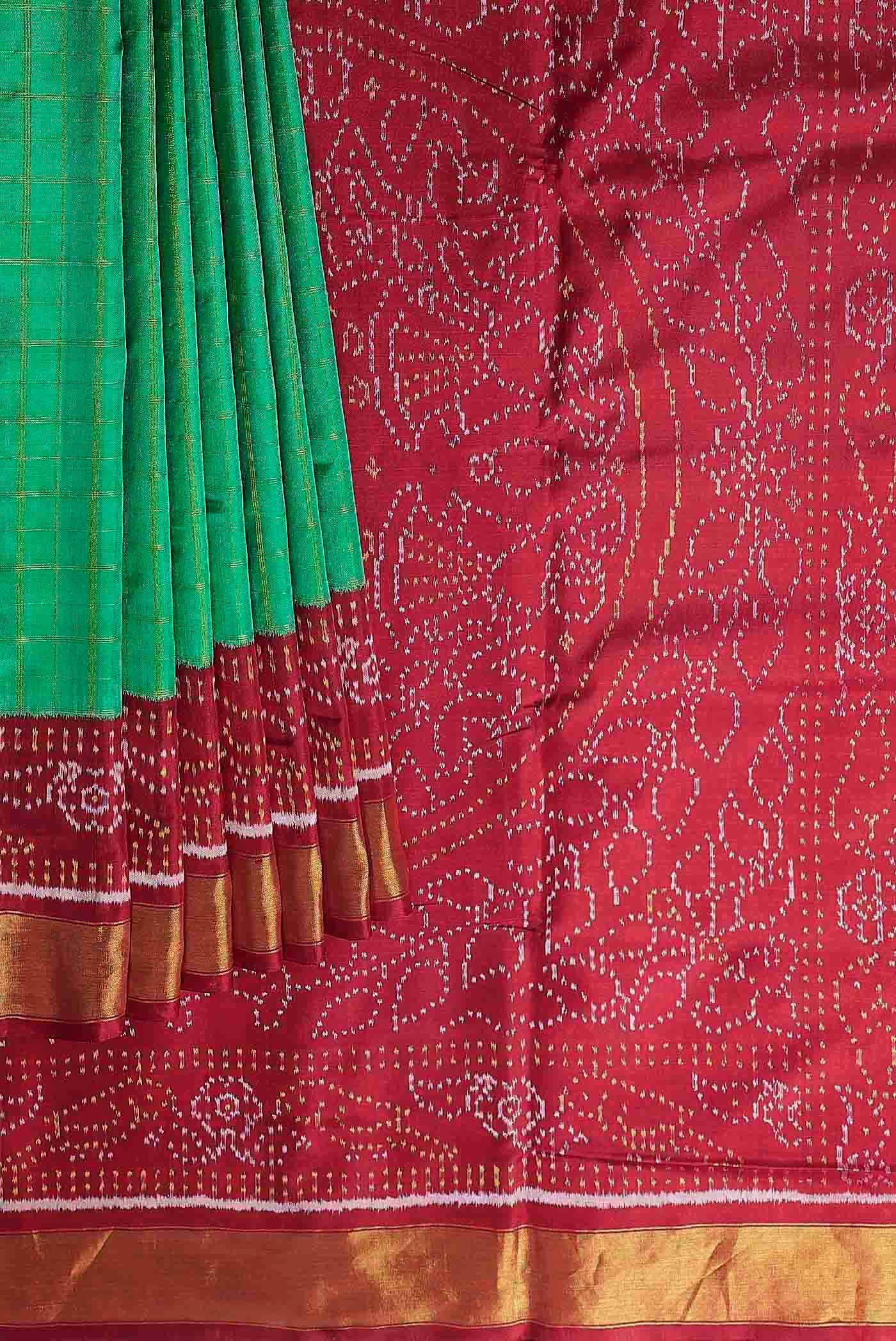 Green Rajkot Patola Silk Saree - Image 6