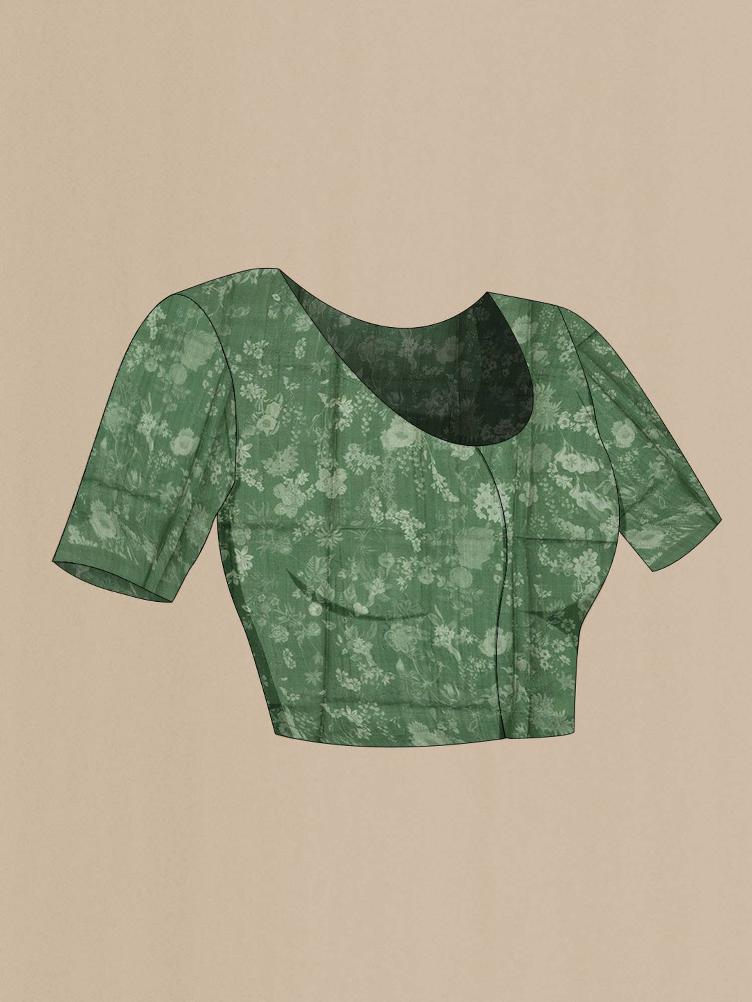 Green Tussar Silk Saree - Image 5