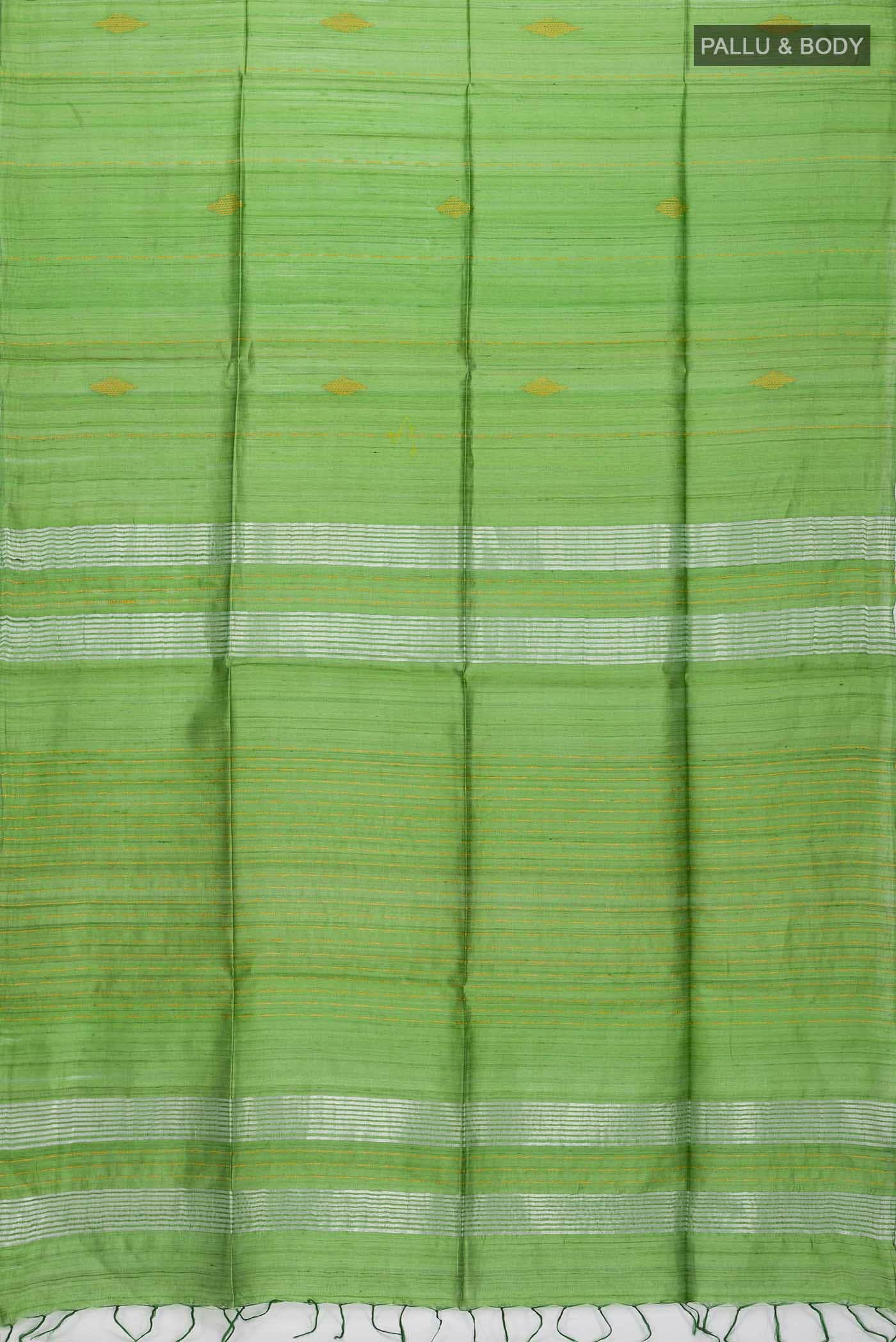 Green Tussar Silk Saree - Image 3