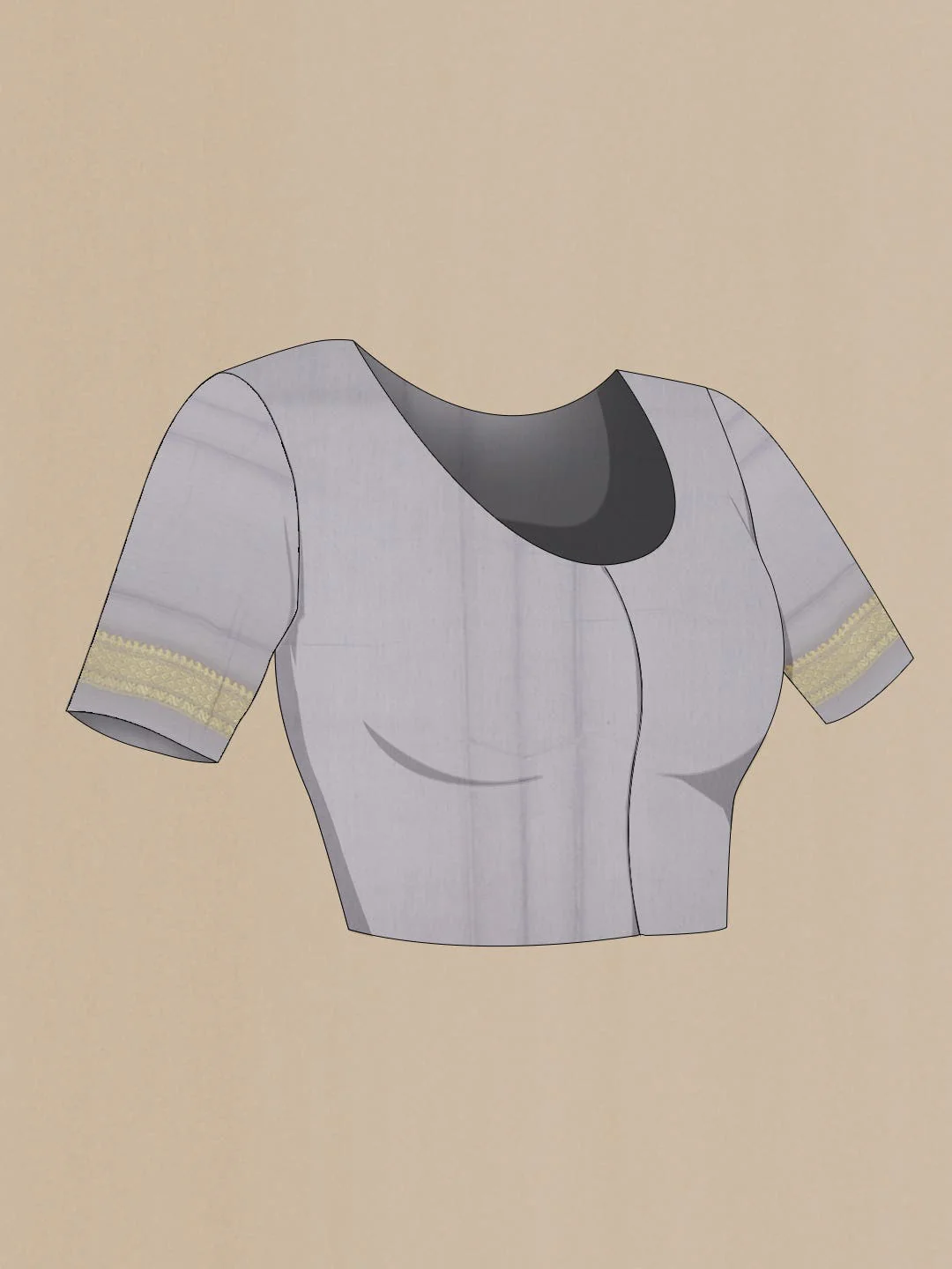 Grey Banarasi Silk Cotton Saree - Image 3