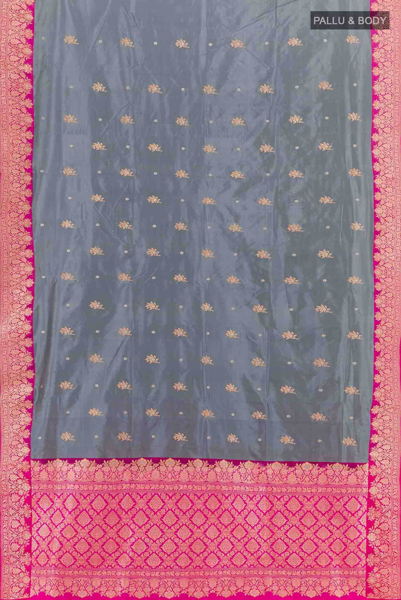 Grey Banarasi Silk Saree - Image 3