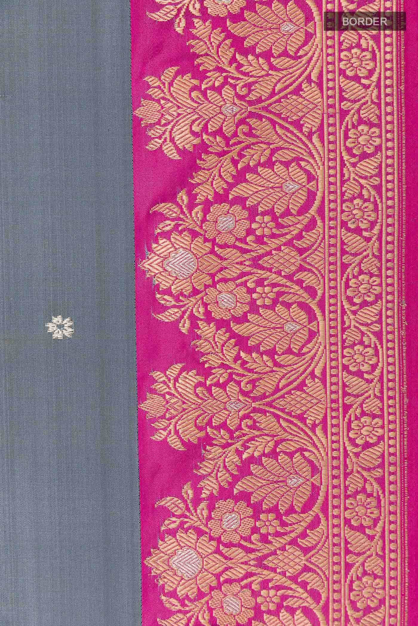 Grey Banarasi Silk Saree - Image 4