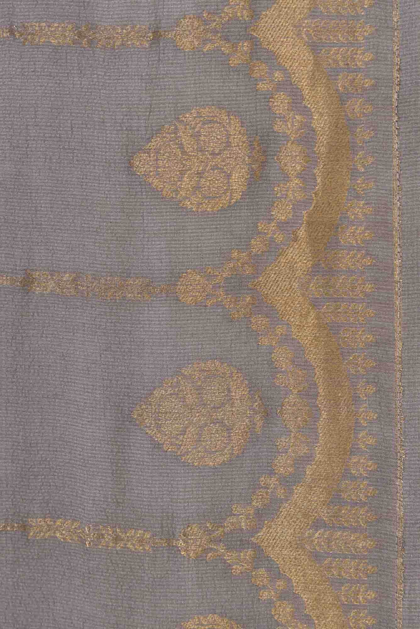 Grey Dual Tone Banarasi Georgette Saree - Image 5