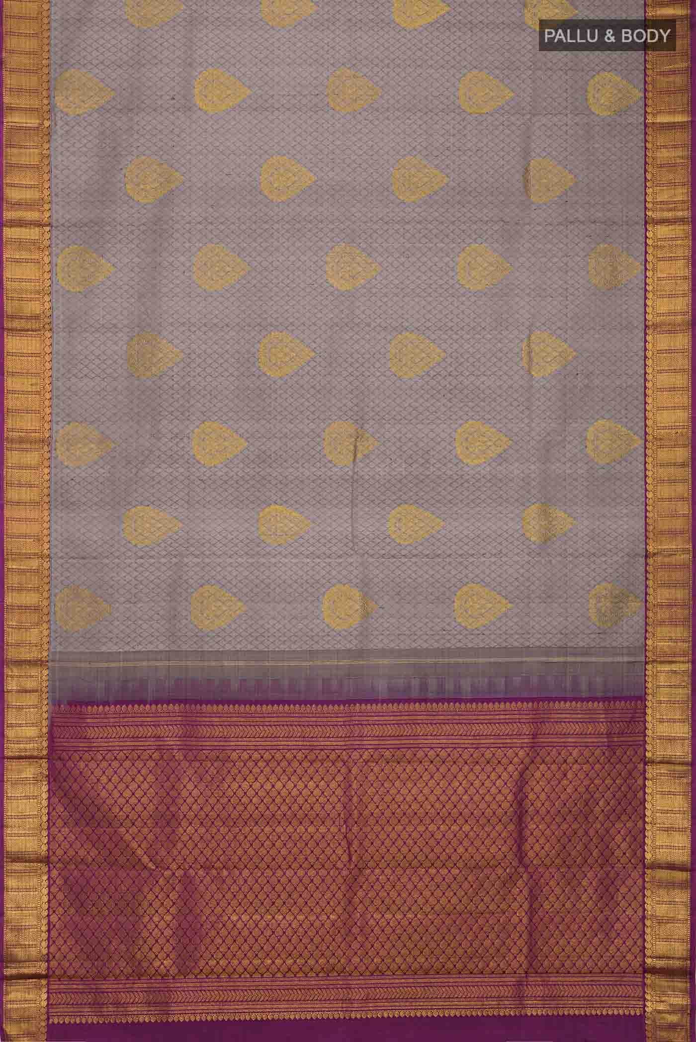 Grey Kanjivaram Silk Saree - Image 4