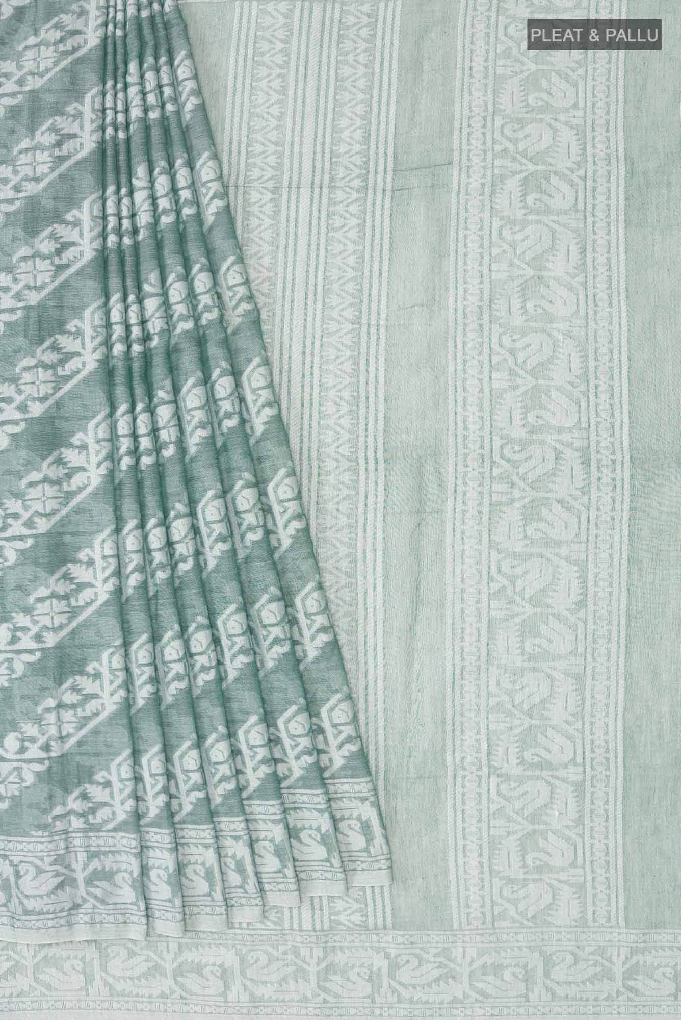 Hansika-Sage Green Bengal Cotton saree - Image 6