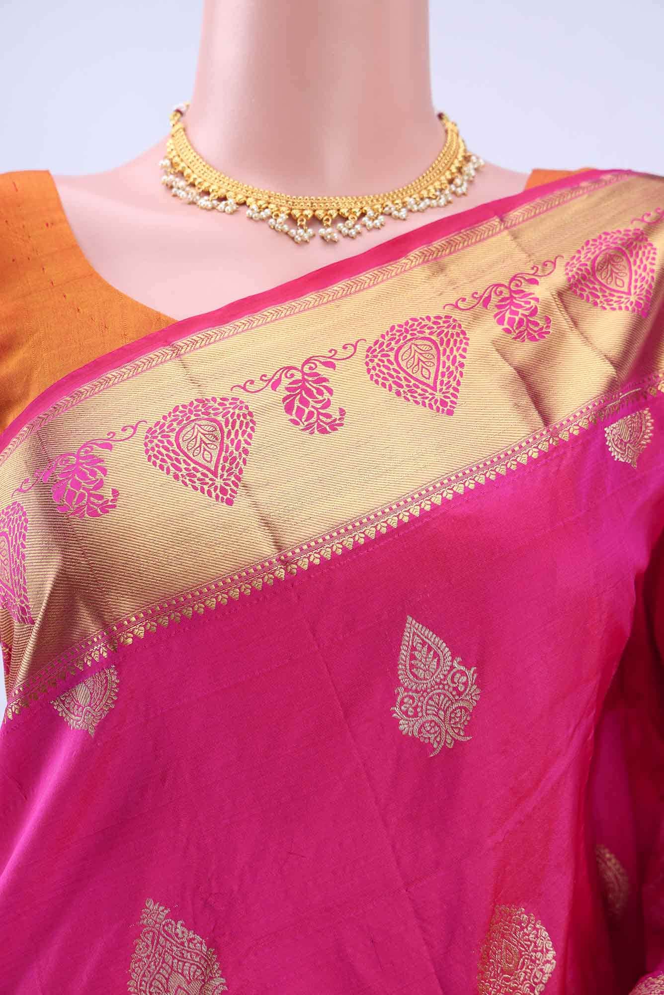 Imperial Pink Blended Bangalore Silk Saree - Image 3