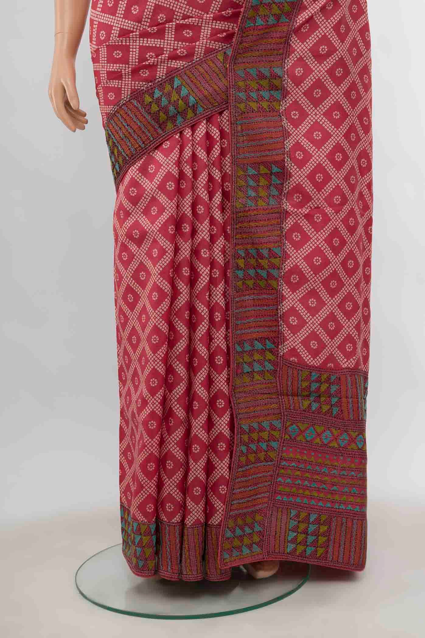 Imperial Pink Tussar Silk Saree - Image 3