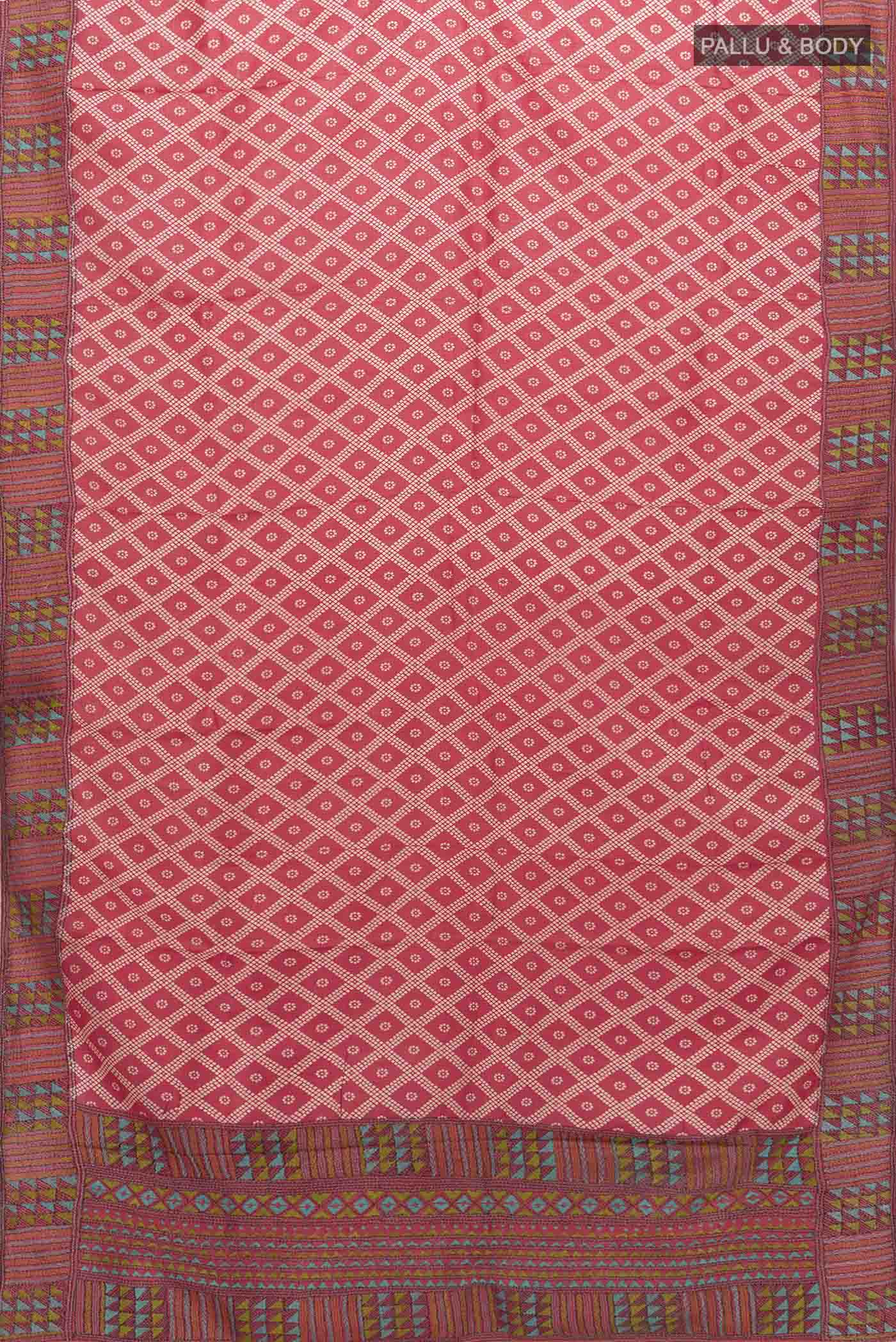 Imperial Pink Tussar Silk Saree - Image 5