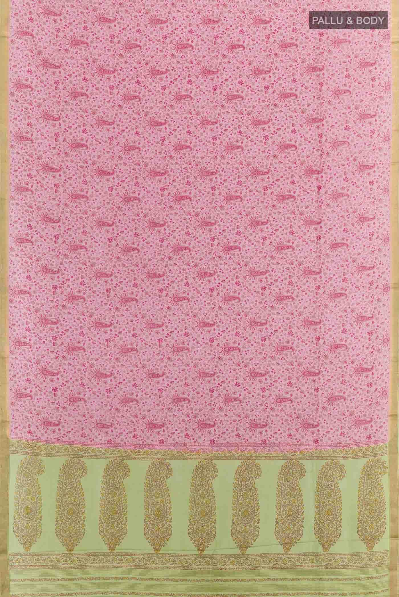 Lavender Printed Silk Saree - Image 3