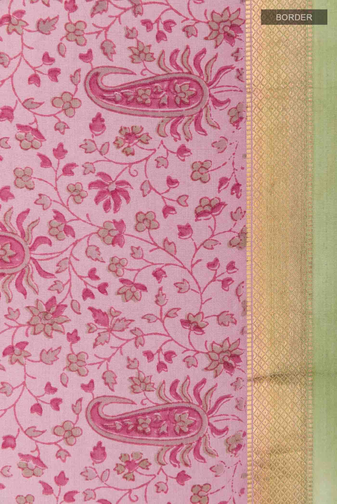 Lavender Printed Silk Saree - Image 4