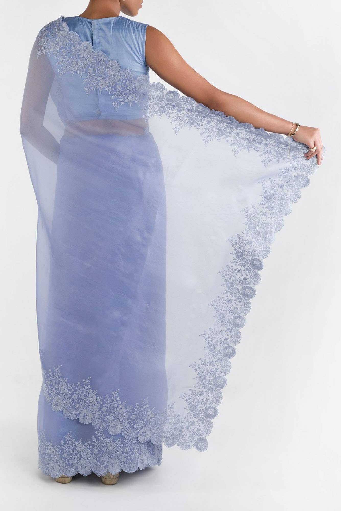 Harmonia Lavender floral design saree from Embroidered Romance Collection by Nalli - Image 5