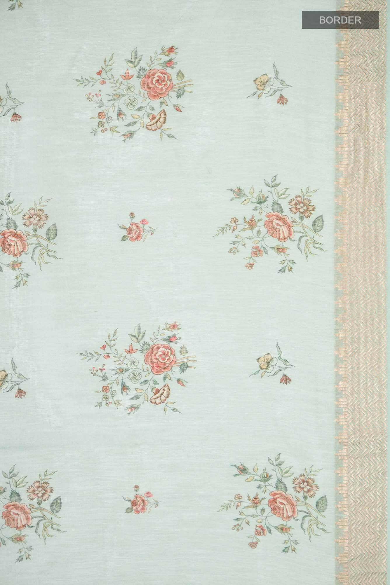 Light Blue Linen Saree - Image 4