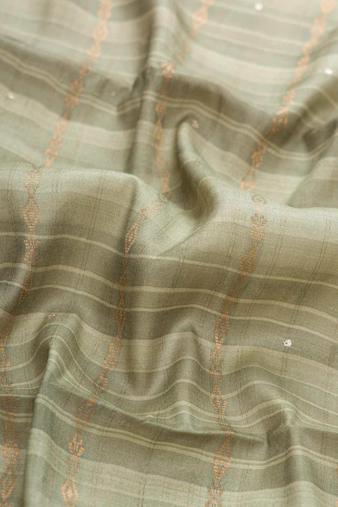 Light Green Dual Tone Tussar Silk Saree - Image 3