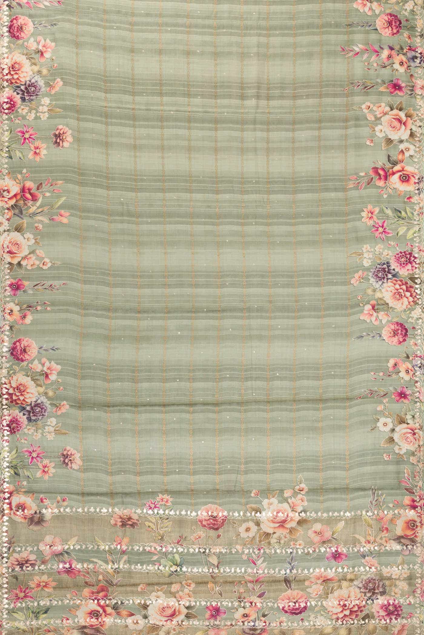 Light Green Dual Tone Tussar Silk Saree - Image 4