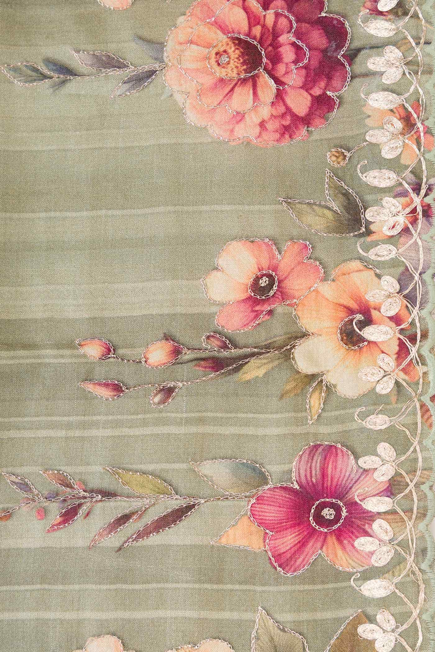 Light Green Dual Tone Tussar Silk Saree - Image 5