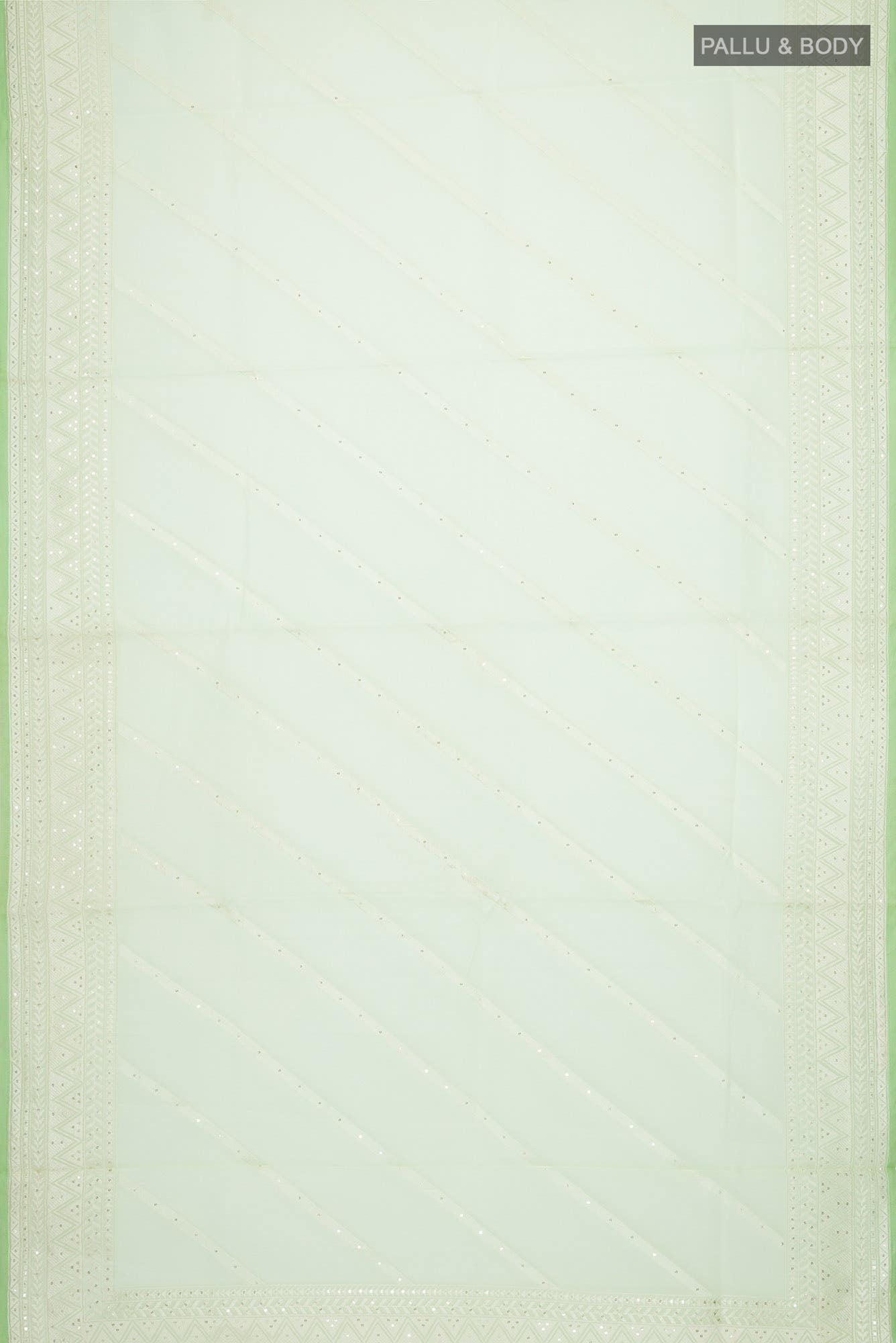Light Green Organza Silk Saree - Image 3