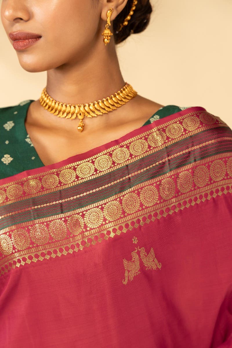 Madhuvam-Red Kanchipuram Silk Saree - Image 3