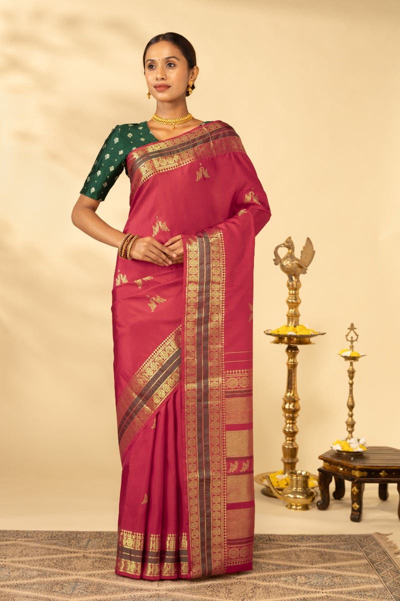 Madhuvam-Red Kanchipuram Silk Saree - Image 6